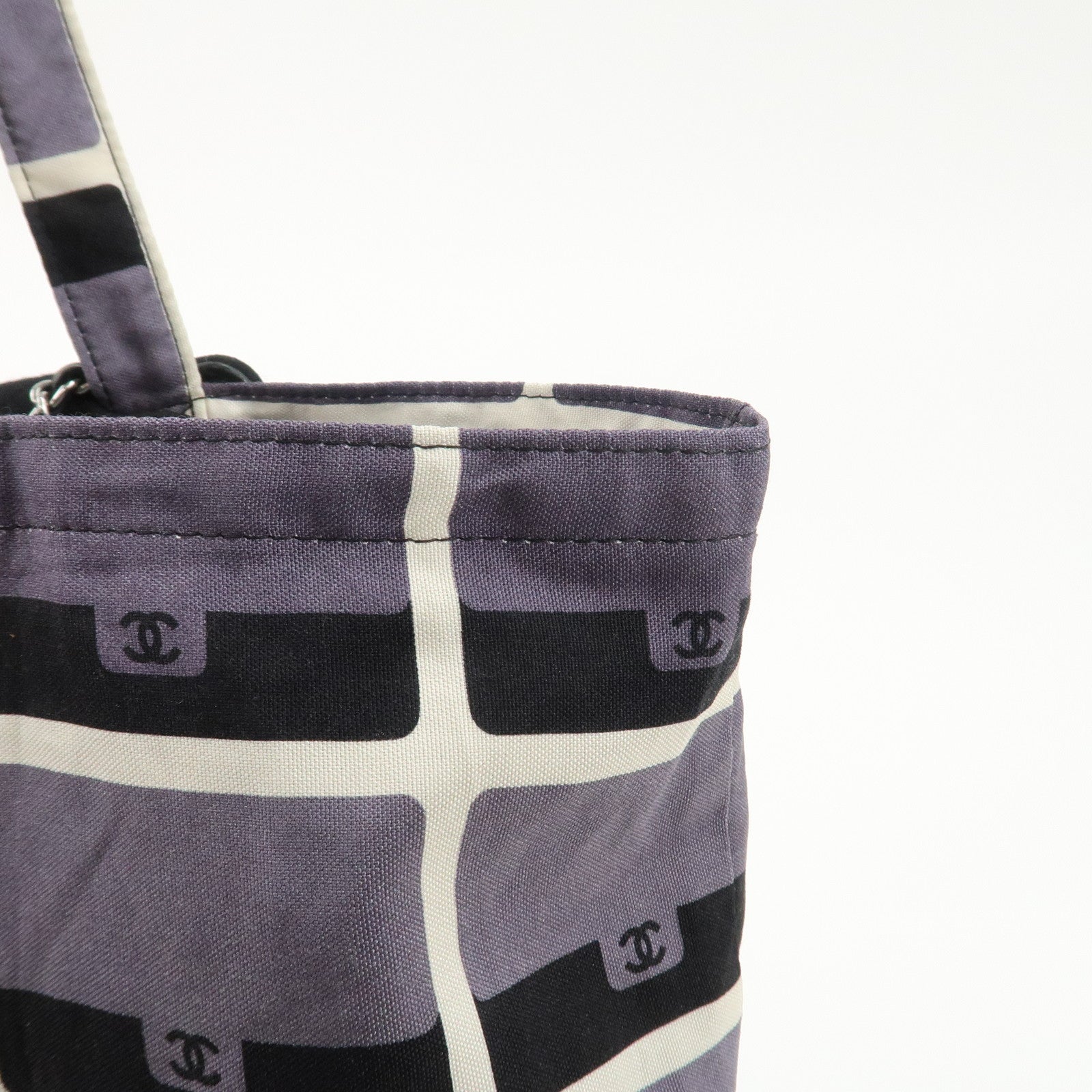 CHANEL Matelasse Cotton Jersey Lambskin Chain Shoulder Bag Eco Bag Used