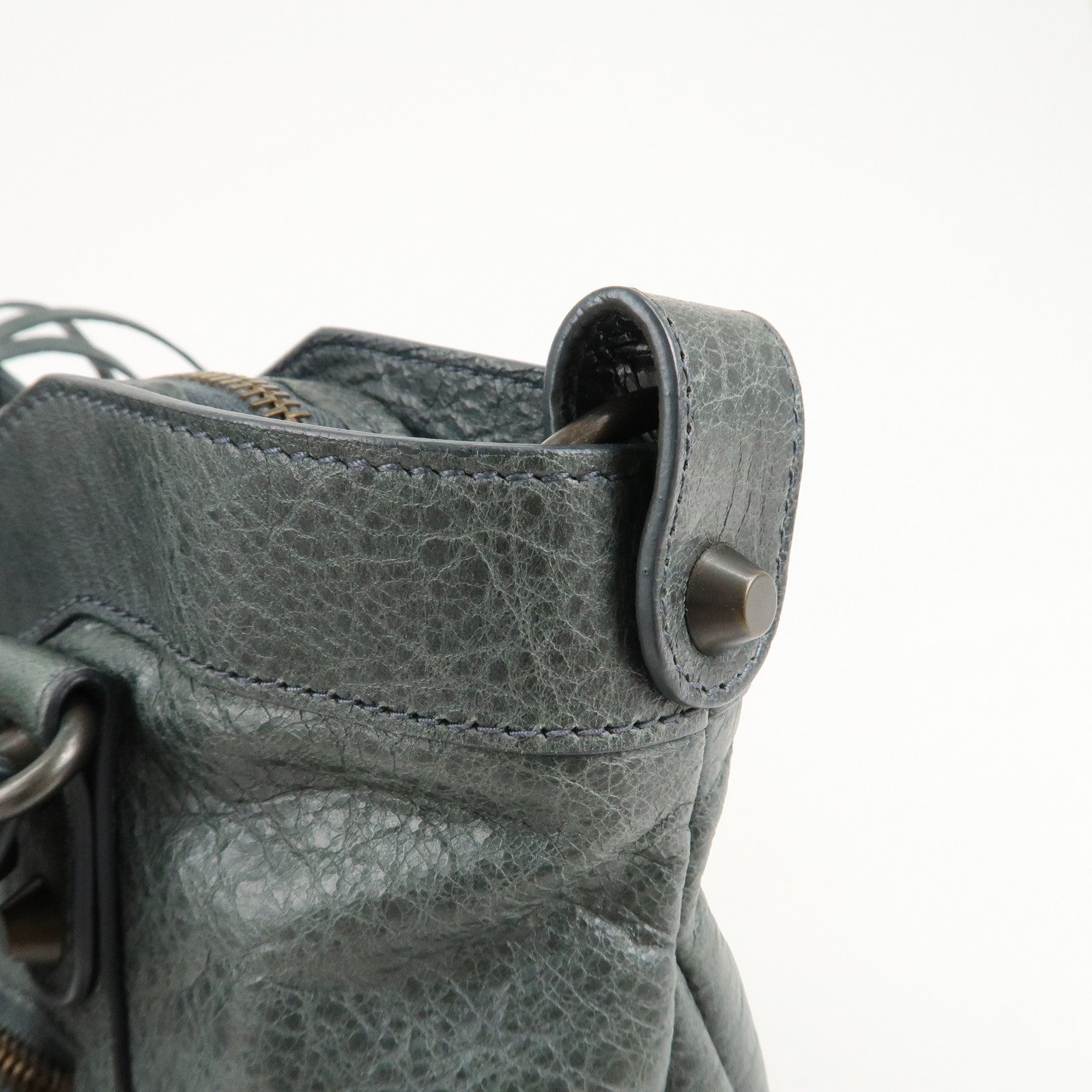 BALENCIAGA The City Leather 2way Bag Hand Bag Green 240579 Used