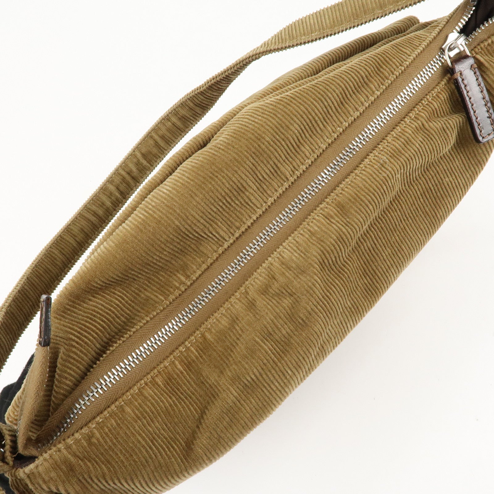 FENDI Corduroy Shoulder Bag Hand Bag Brown Used