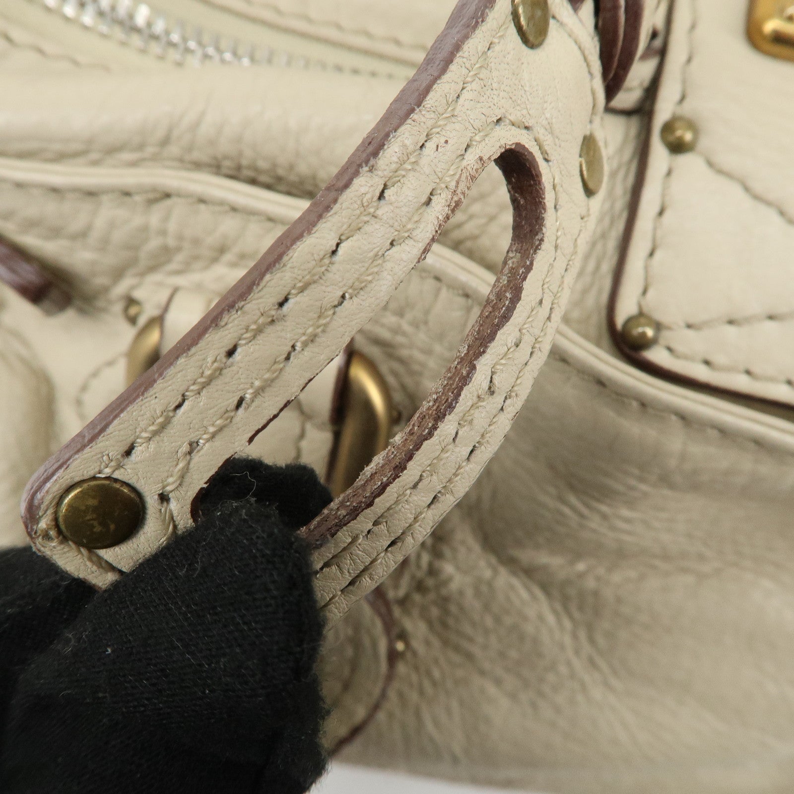 Chloe Paddington Leather Shoulder Bag Hand Bag Ivory Used