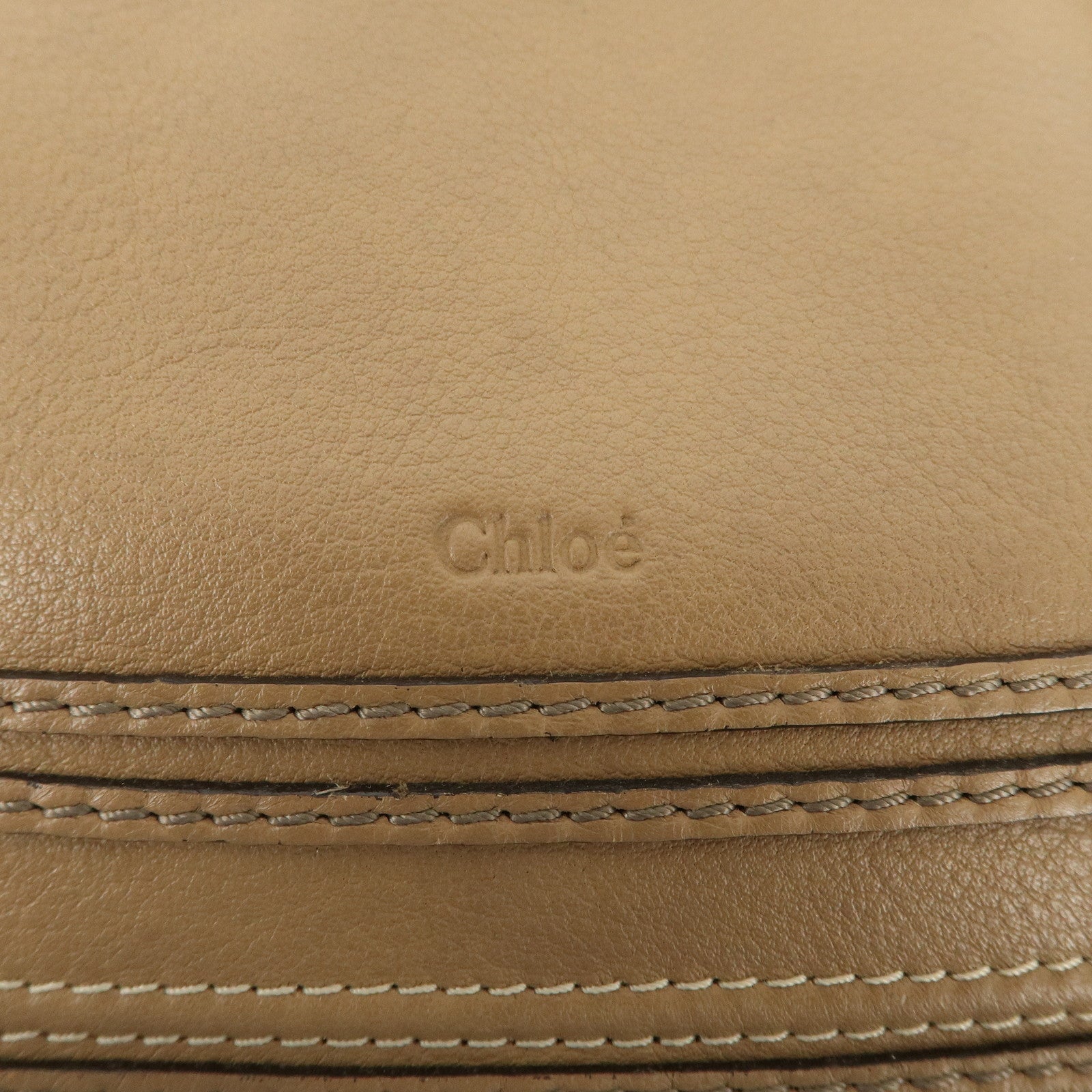 Chloe Marcie Leather Tote Bag Hand Bag Shoulder Bag Beige Used