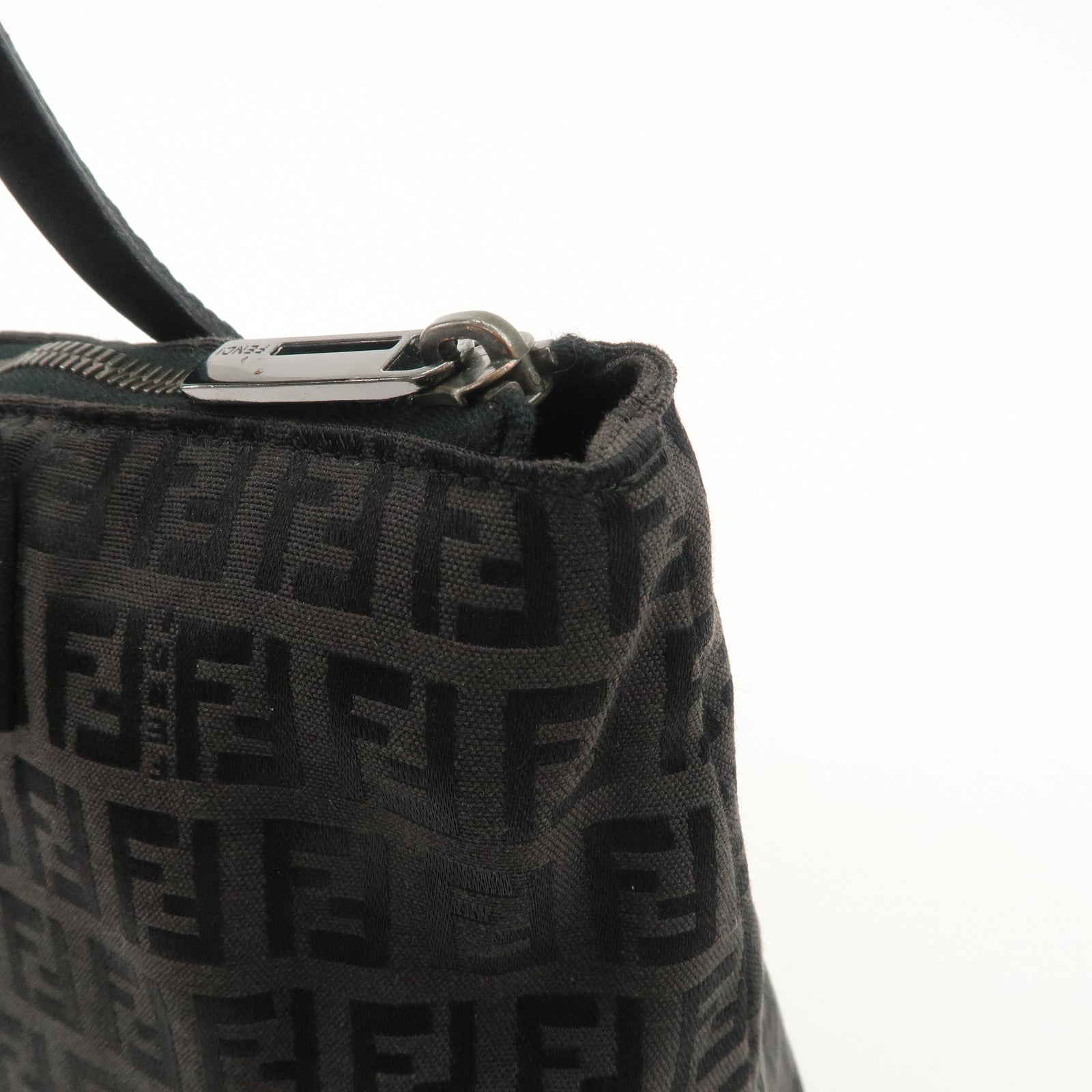 FENDI Zucchino Canvas Leather Tote Bag Brown Black 8BH023 Used