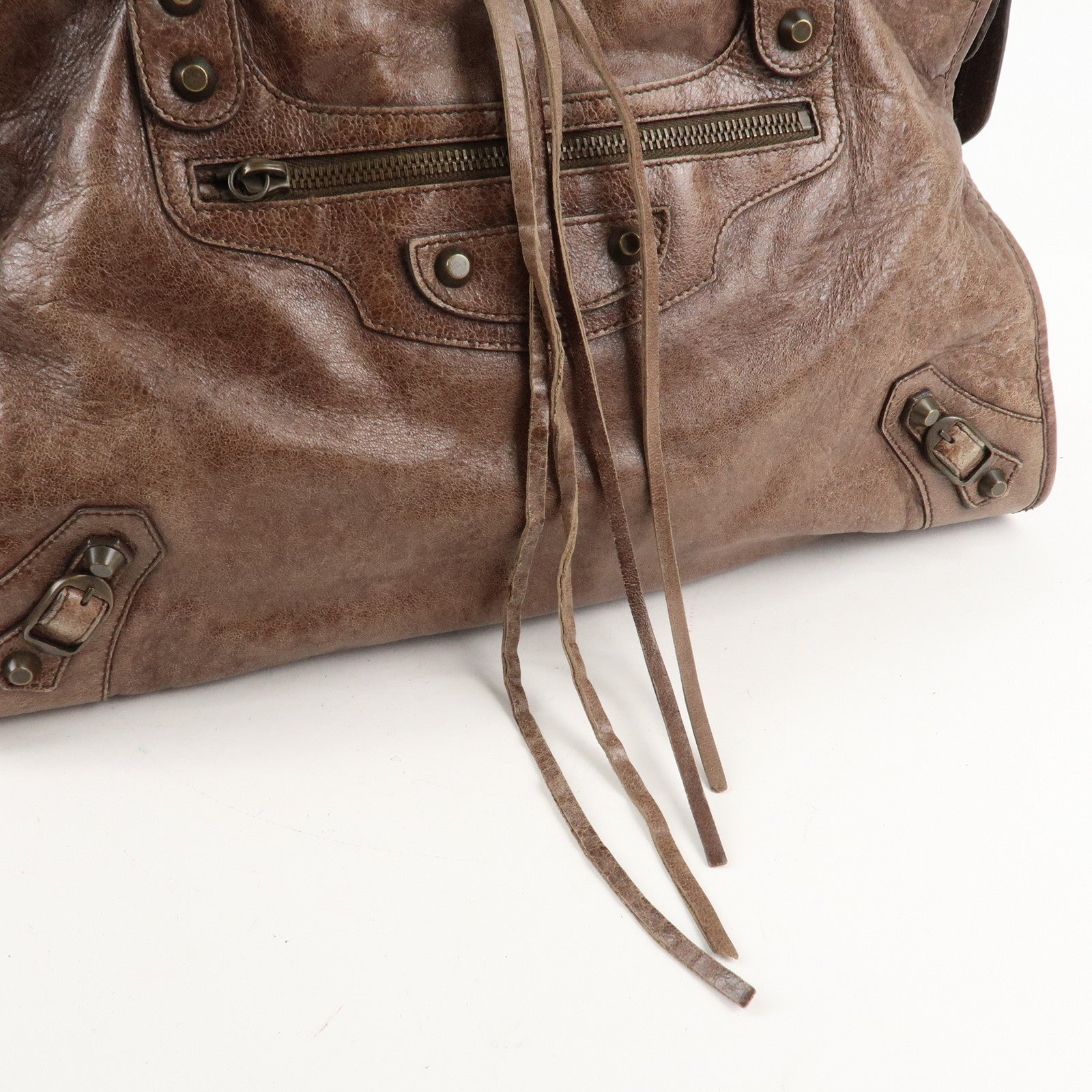 BALENCIAGA The City Leather 2Way Hand Bag Brown 115748 Used