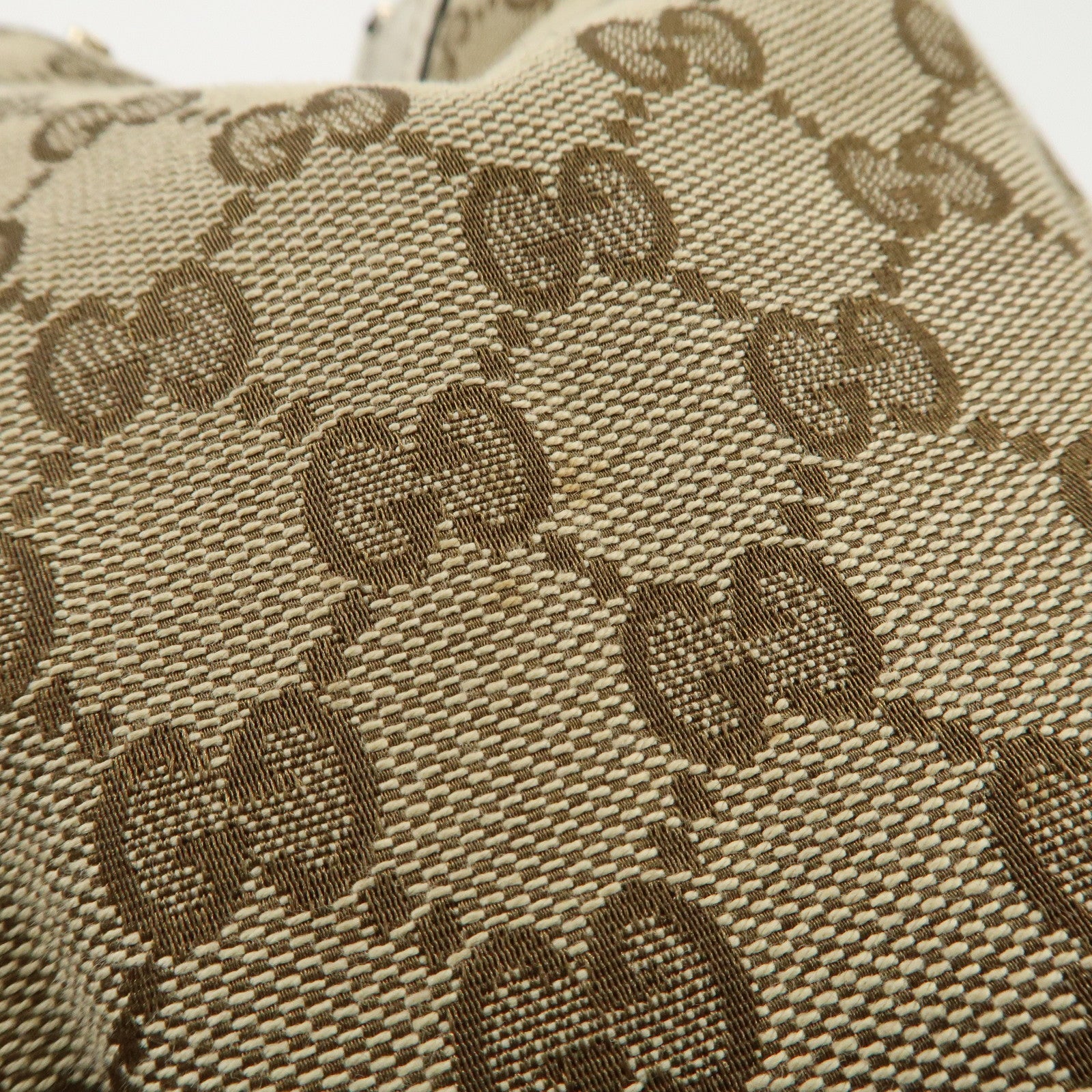 GUCCI Sherry GG Canvas Leather Hand Bag Beige Brown 233609 Used