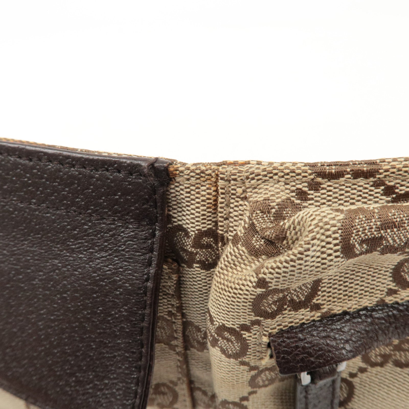 GUCCI GG Canvas Leather Waist Bag Crossbody Bag Beige Brown 28566 Used