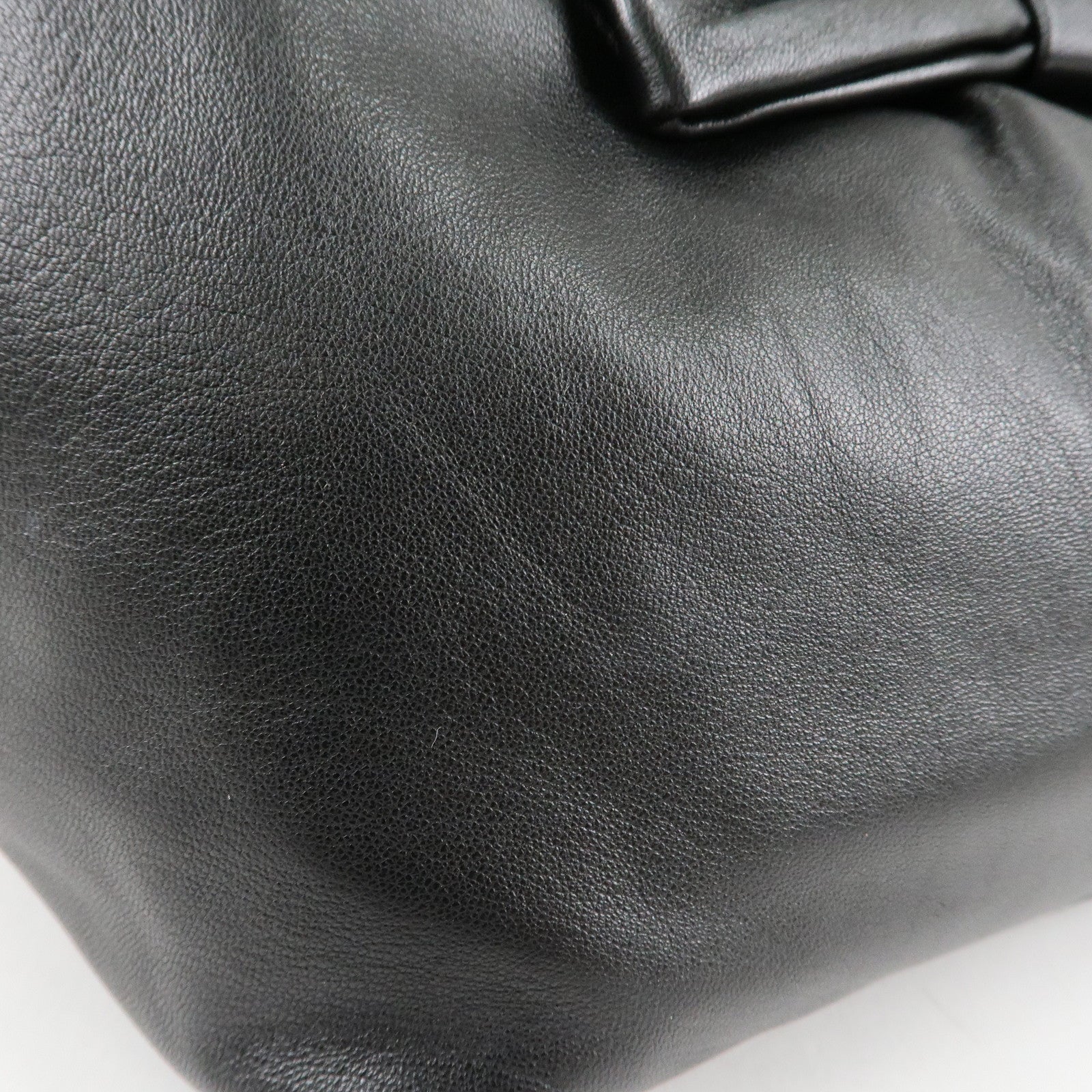 PRADA Nappa Leather Ribbon Tote Bag Hand Bag NERO Black BN1601 Used