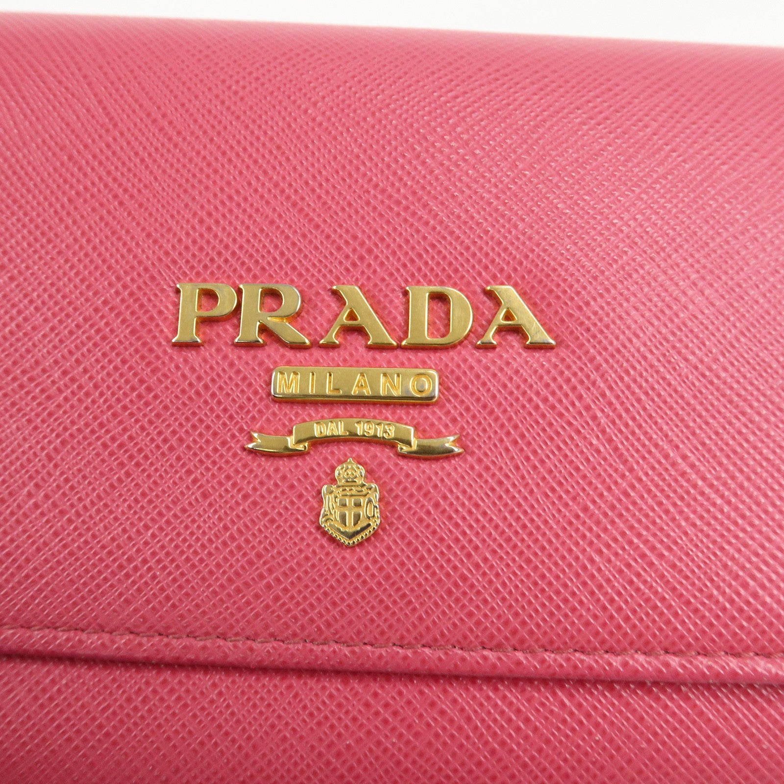 PRADA Saffiano Metal Chain Wallet Shoulder Bag Pink 1DH002 Used