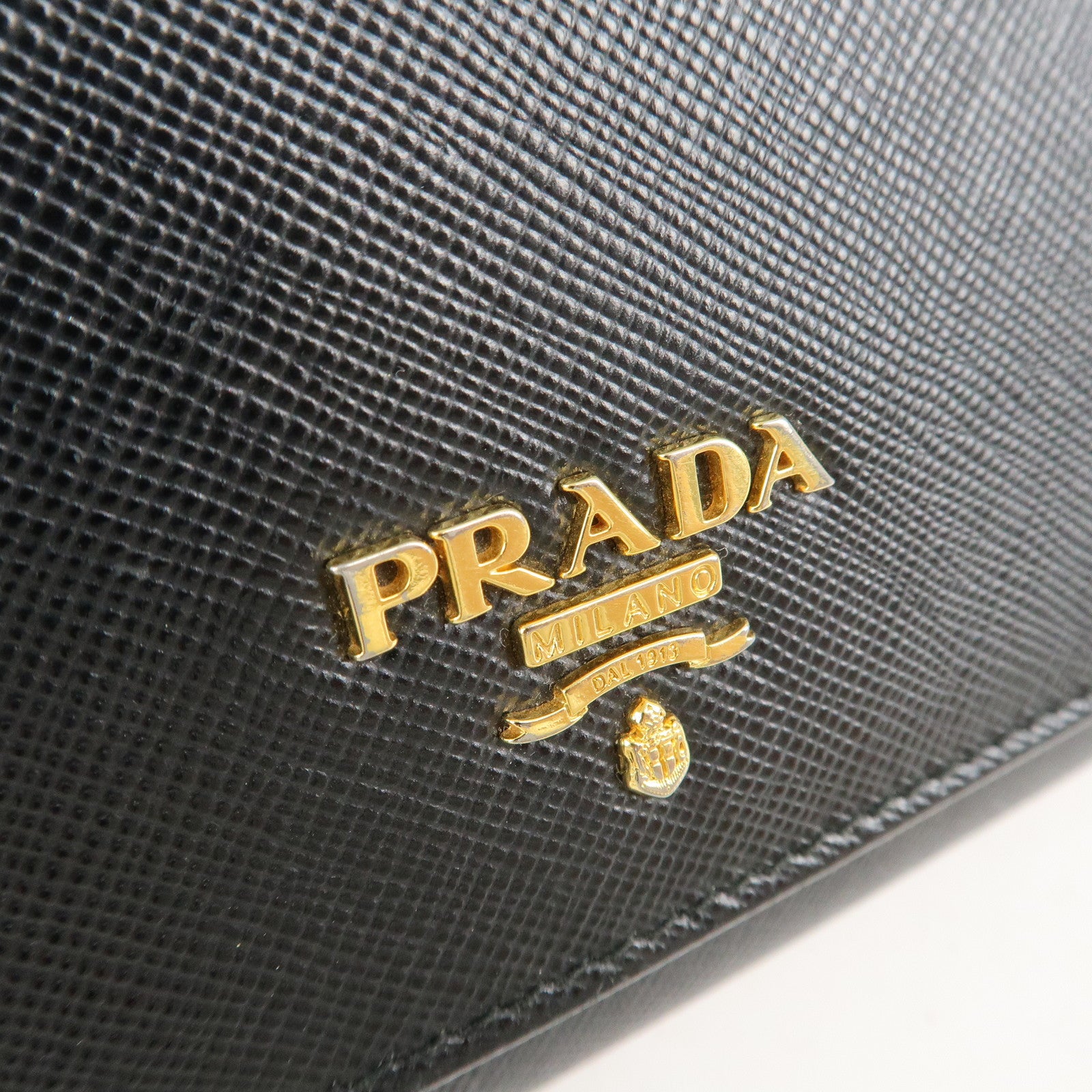 PRADA Saffiano Leather Chain Wallet Purse Black 1MT290 Used