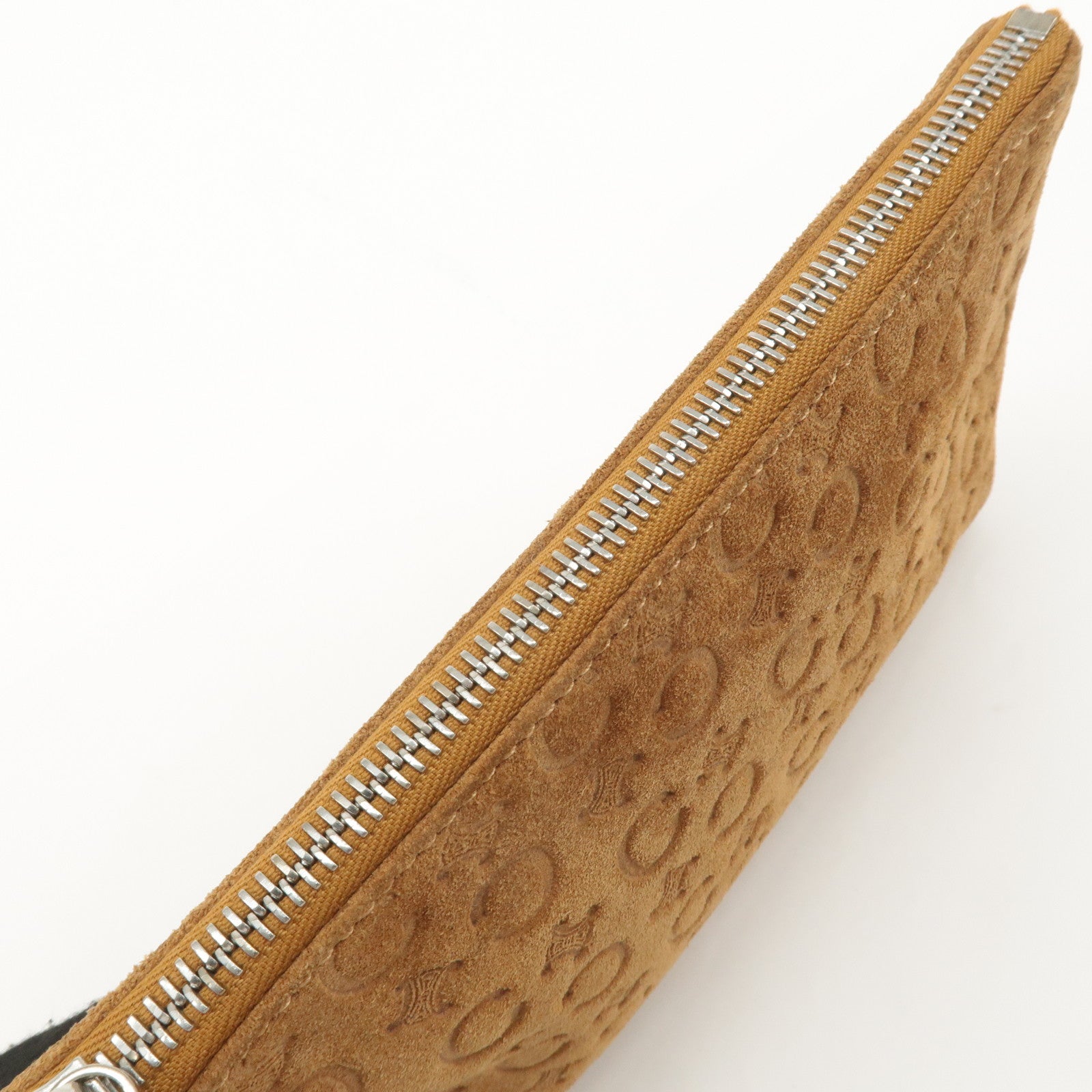 CELINE C Macadam Suede Pouch Cosmetic Pouch Brown Used