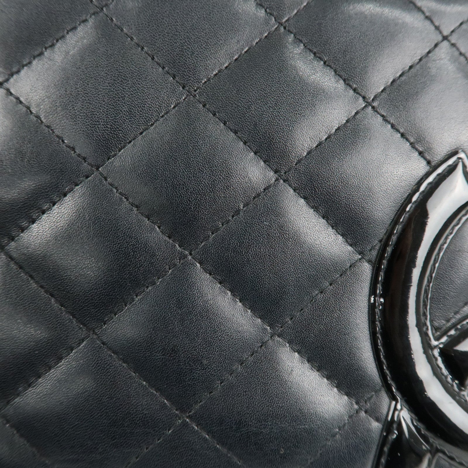 CHANEL Cambon Line Leather Round Zippy Long Wallet Black A26710 Used