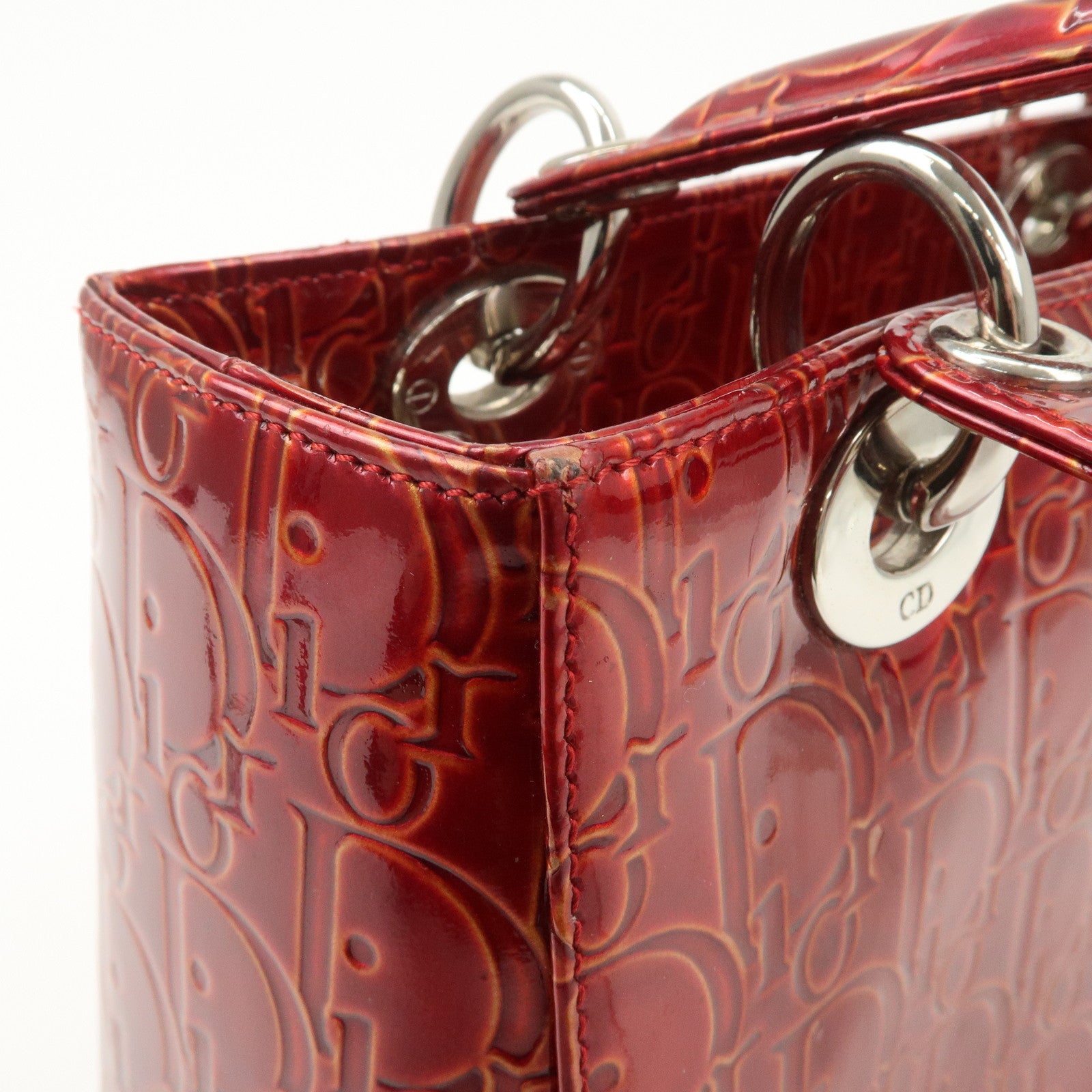 Christian Dior Trotter Lady Dior Patent Leather Hand Bag MA-0091 Used