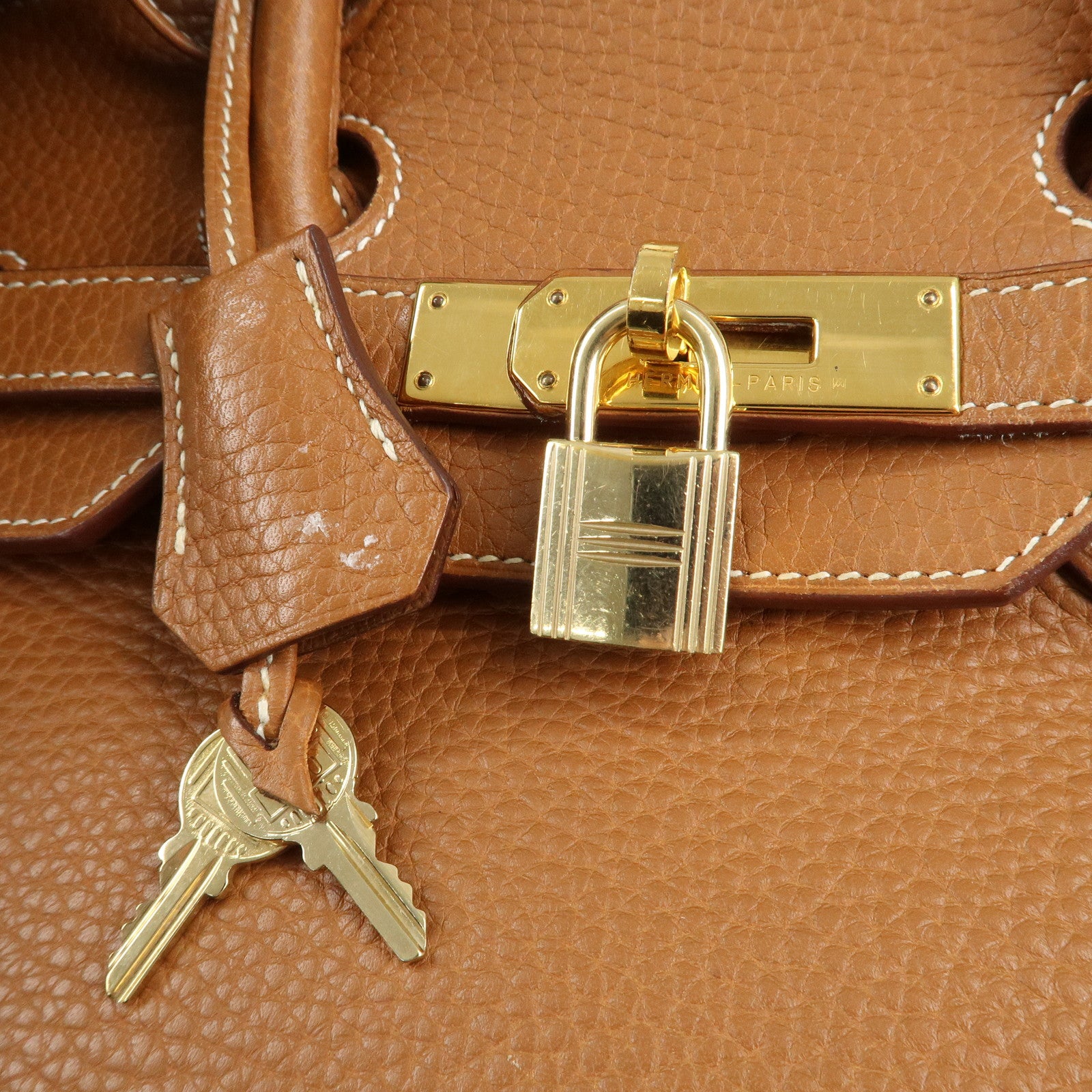 HERMES Taurillon Clemence Birkin 35 J stamped Gold Used