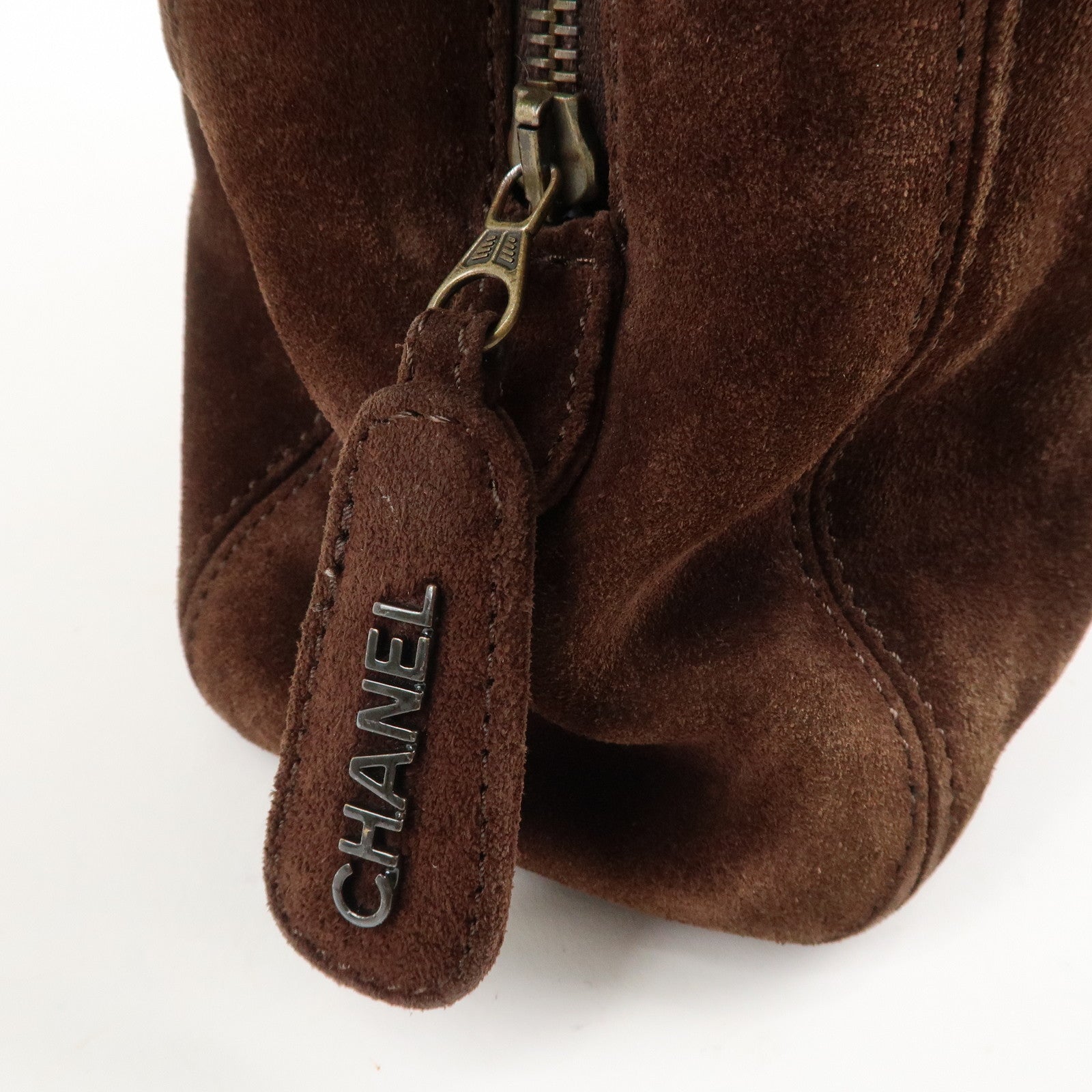 CHANEL Suede Chain Hand Bag Shoulder Bag Tote Bag Brown Used
