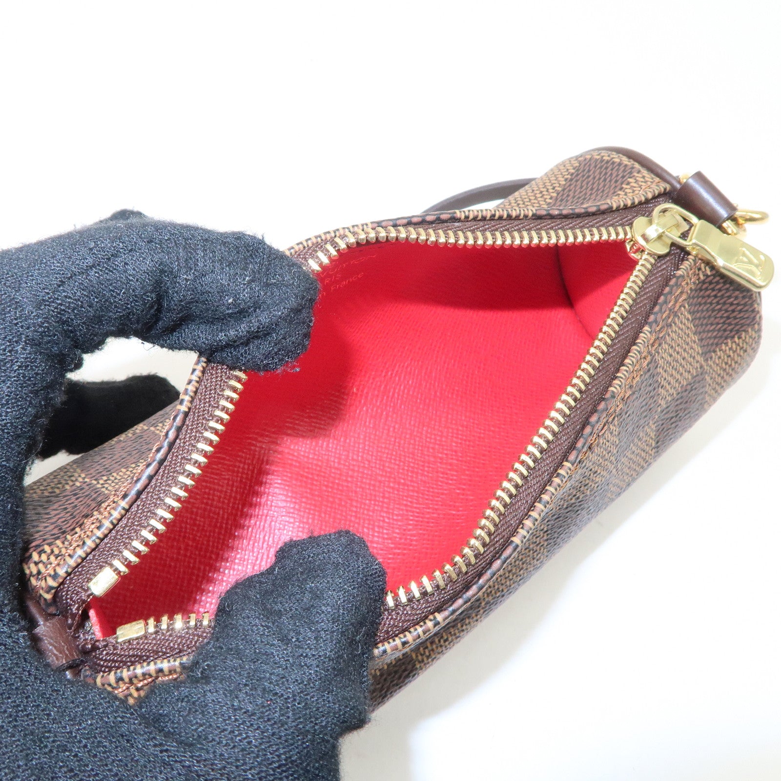 Louis Vuitton Damier Ebene Mini Pouch for Papillon Bag Brown Used