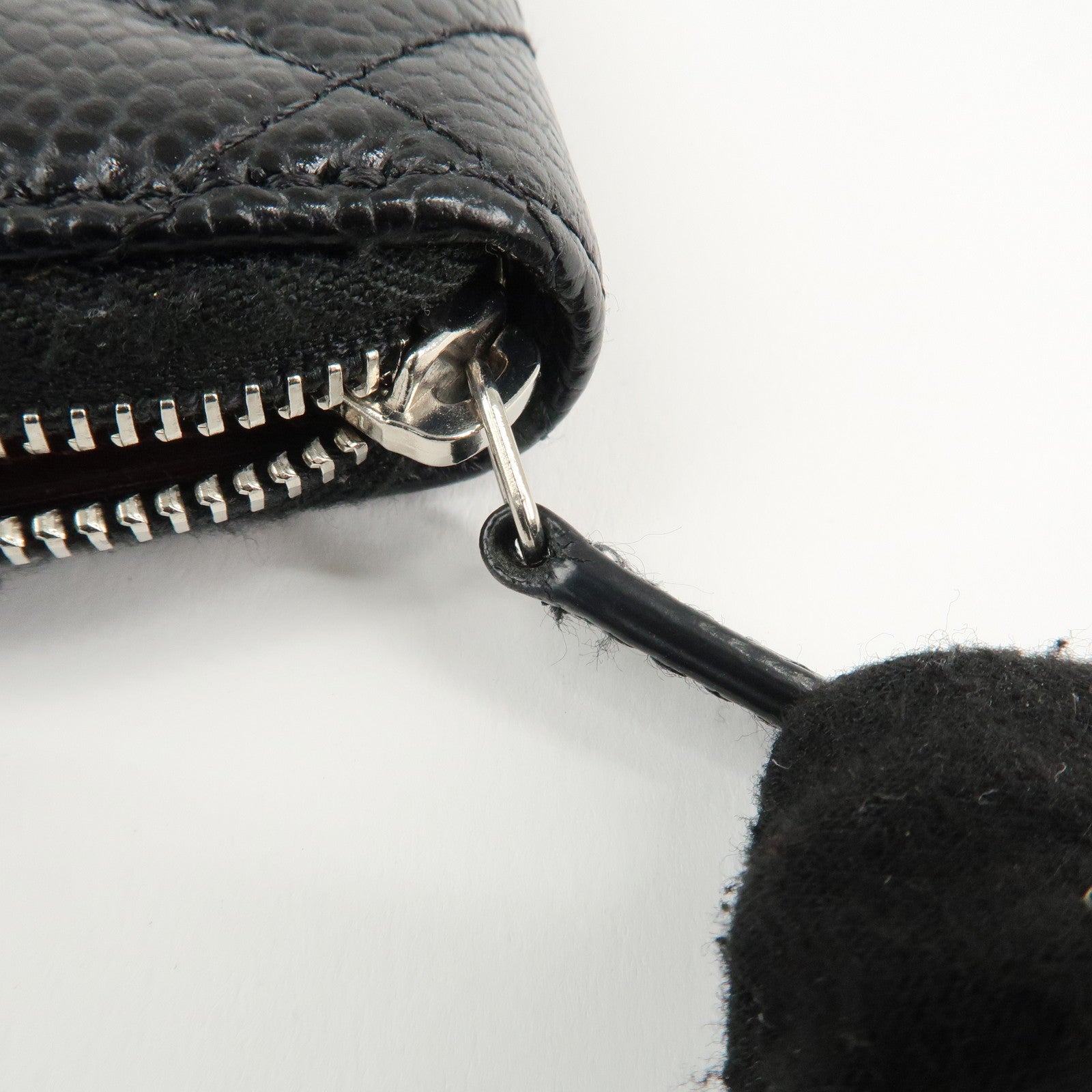 CHANEL Matelasse Caviar Skin Around Zipper Coin Case Black AP0216 Used