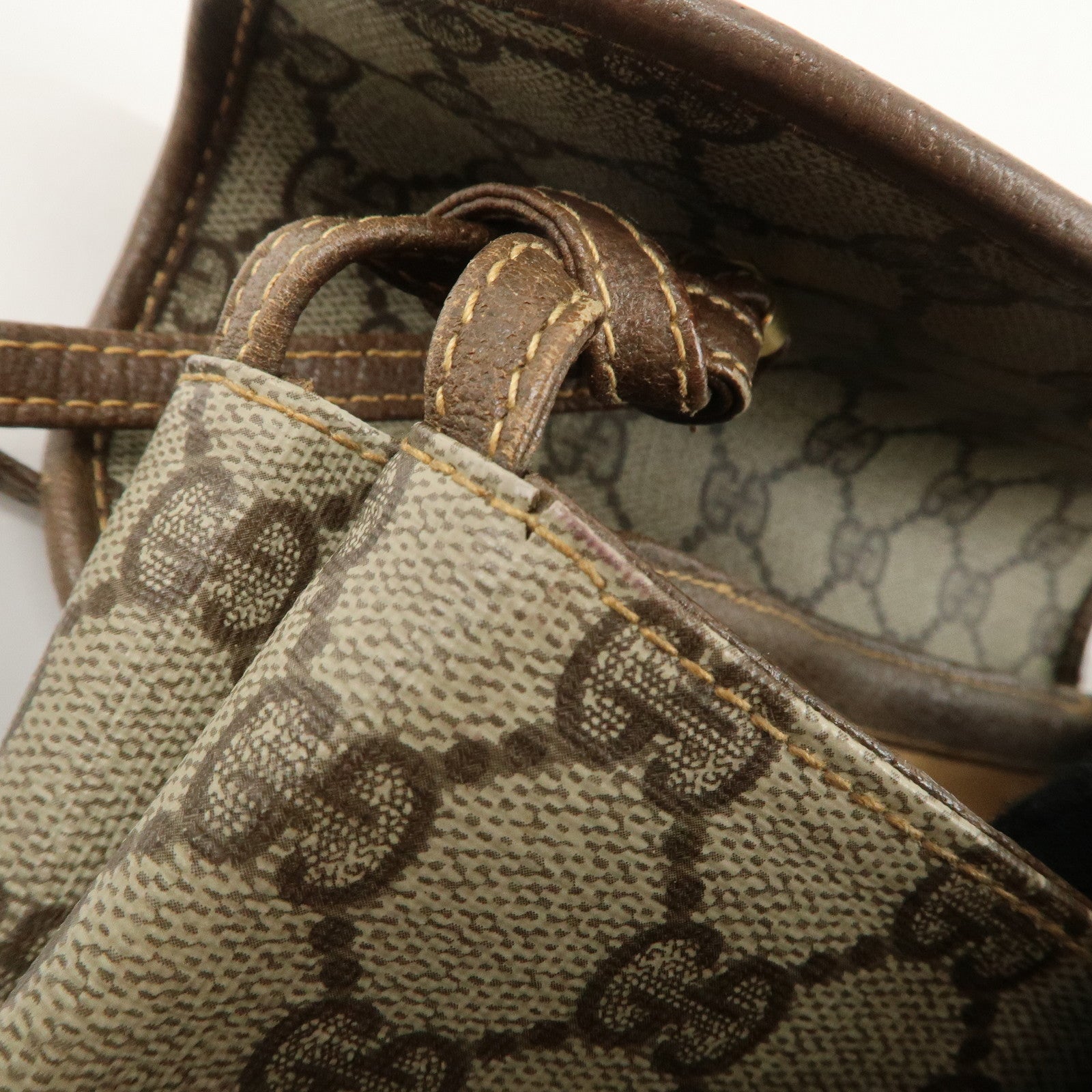 GUCCI Old Gucci GG Plus Leather Shoulder Bag 007.56.0087 Used