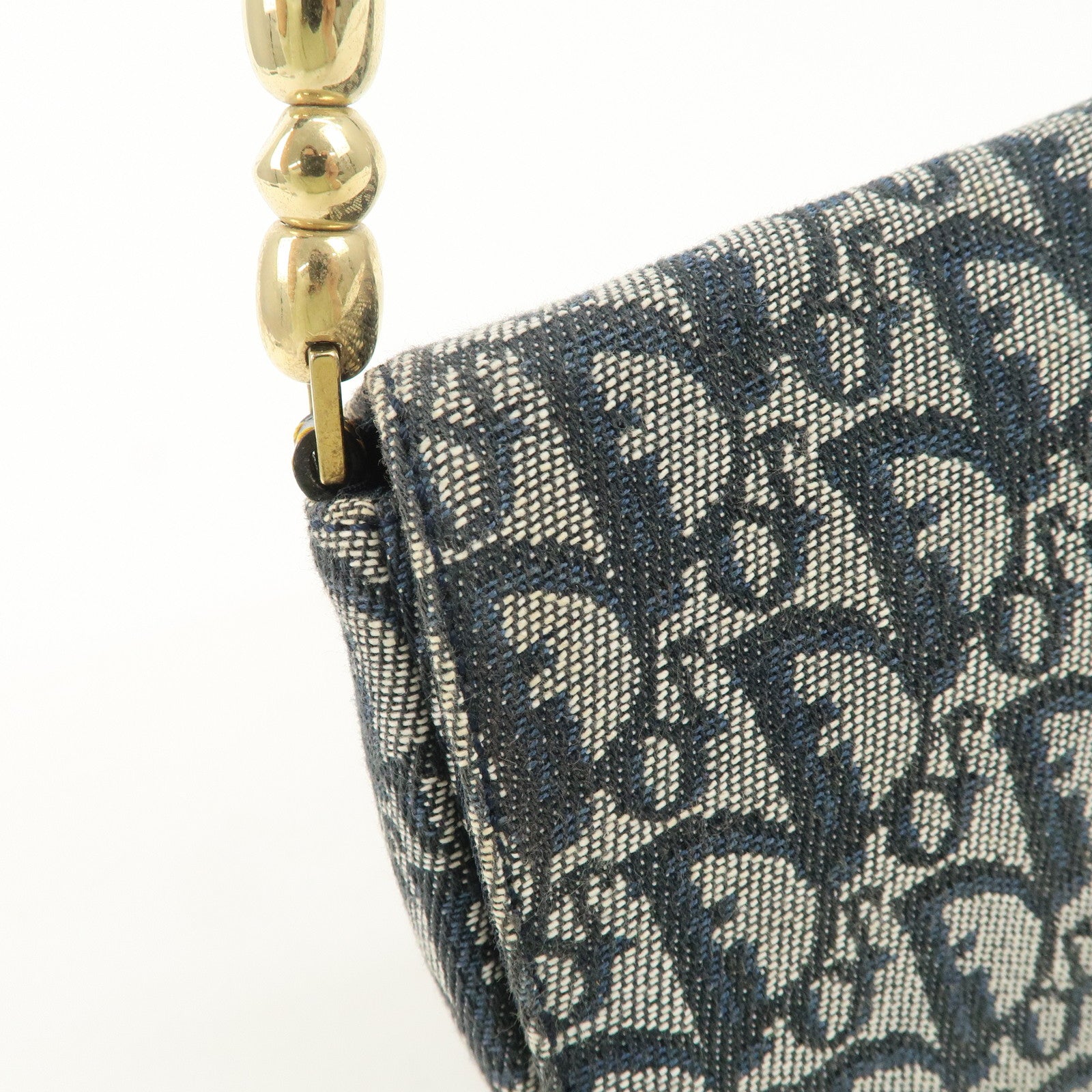 Christian Dior Maris Pearl Trotter Canvas Leather Shoulder Bag Used