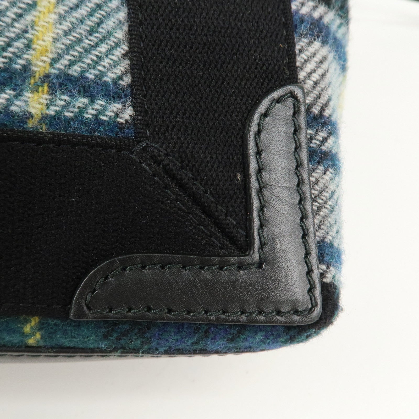 BALENCIAGA Wool Leather Navy Cabas XS Hand Bag Tote Bag 390346 Used