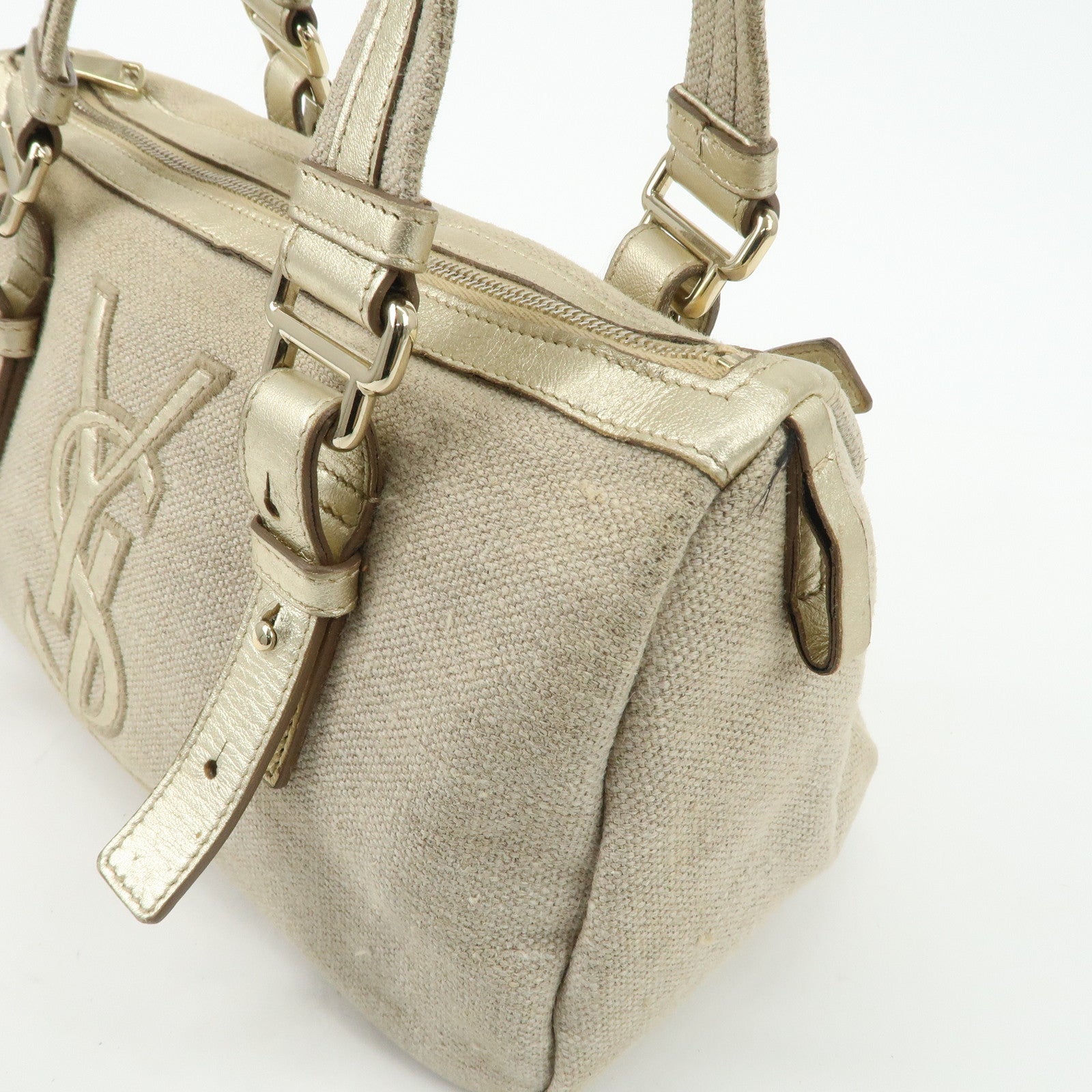 YVES SAINT LAURENT Rive Gauche Kahara Canvas Leather Mini Boston Used