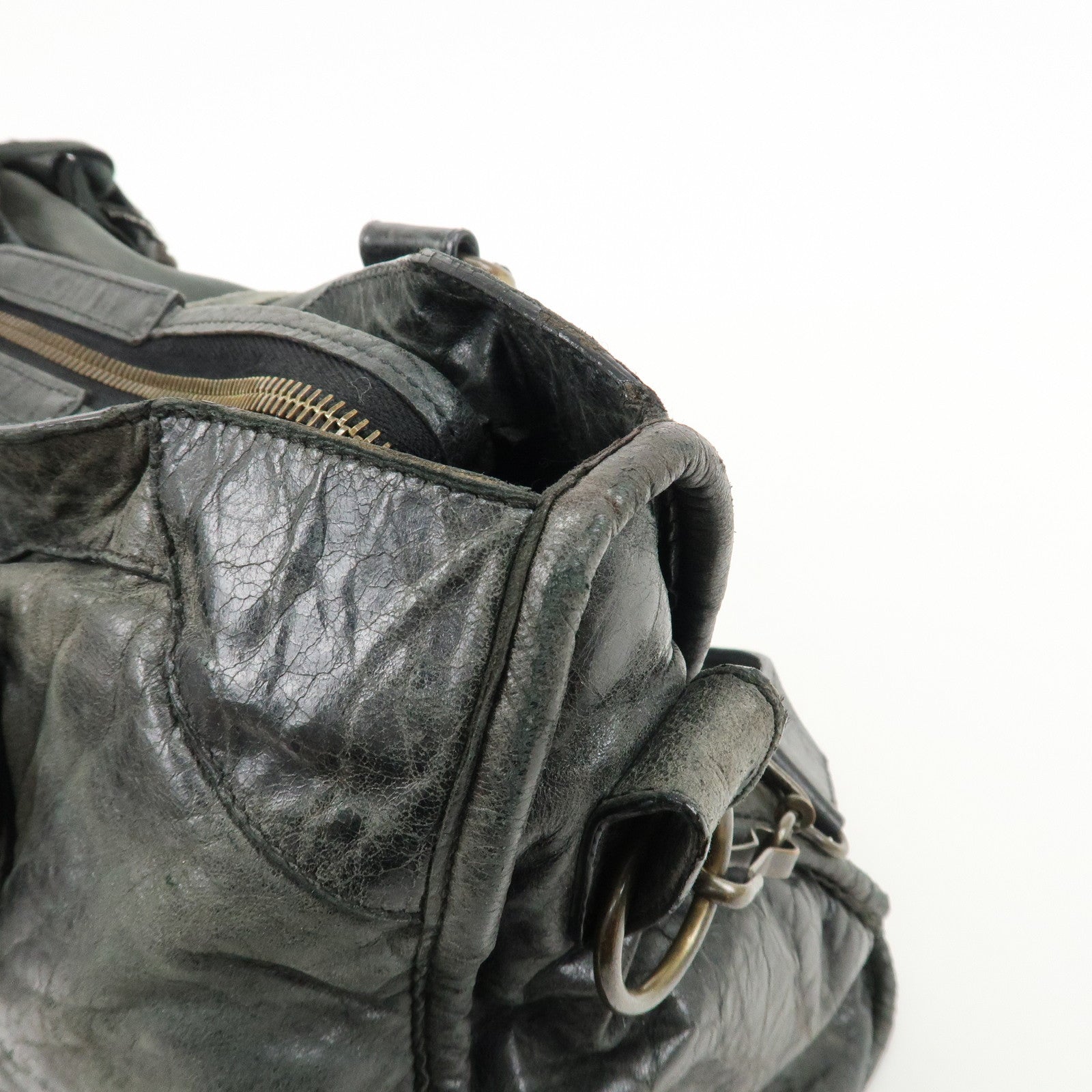 BALENCIAGA The City Leather 2Way Bag Hand Bag Black 115748 Used