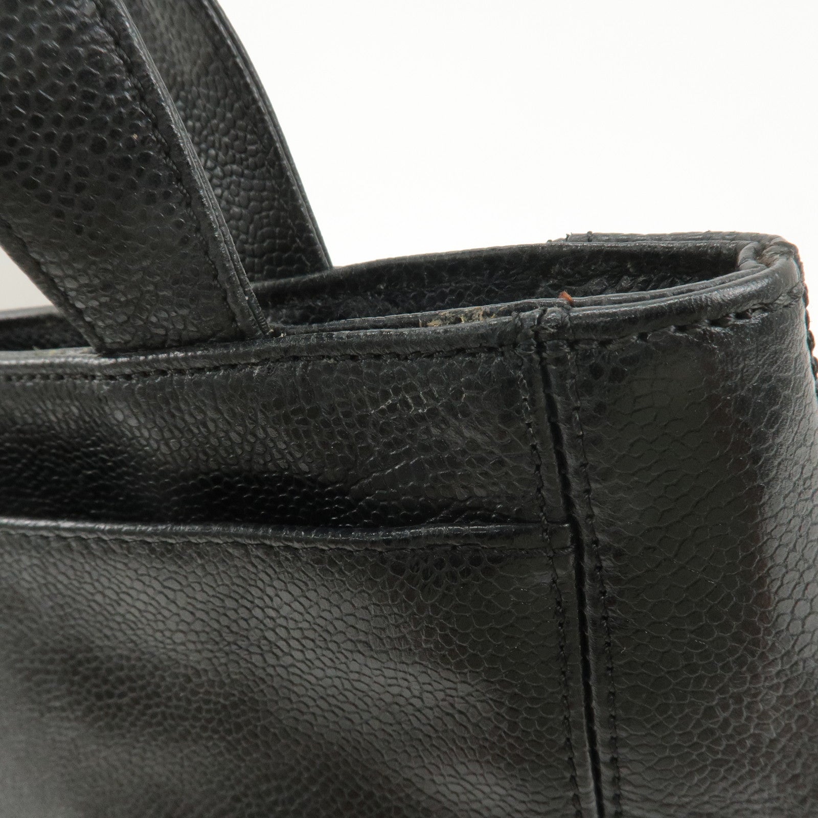 CHANEL Caviar Skin Tote Bag Shoulder Bag Hand Bag Black Used