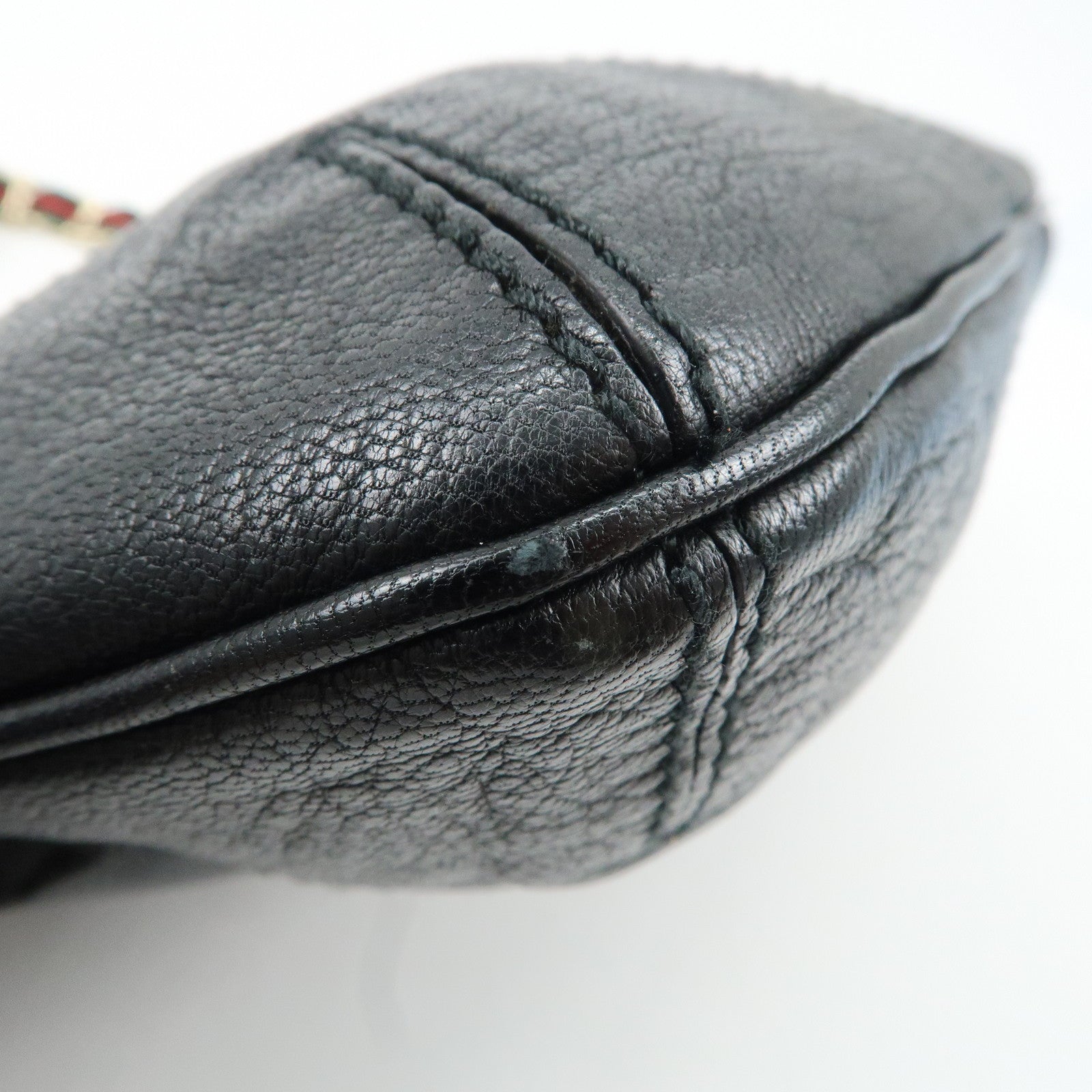 GUCCI Sherry Leather Chain Shoulder Bag Hand Bag Black 153011 Used