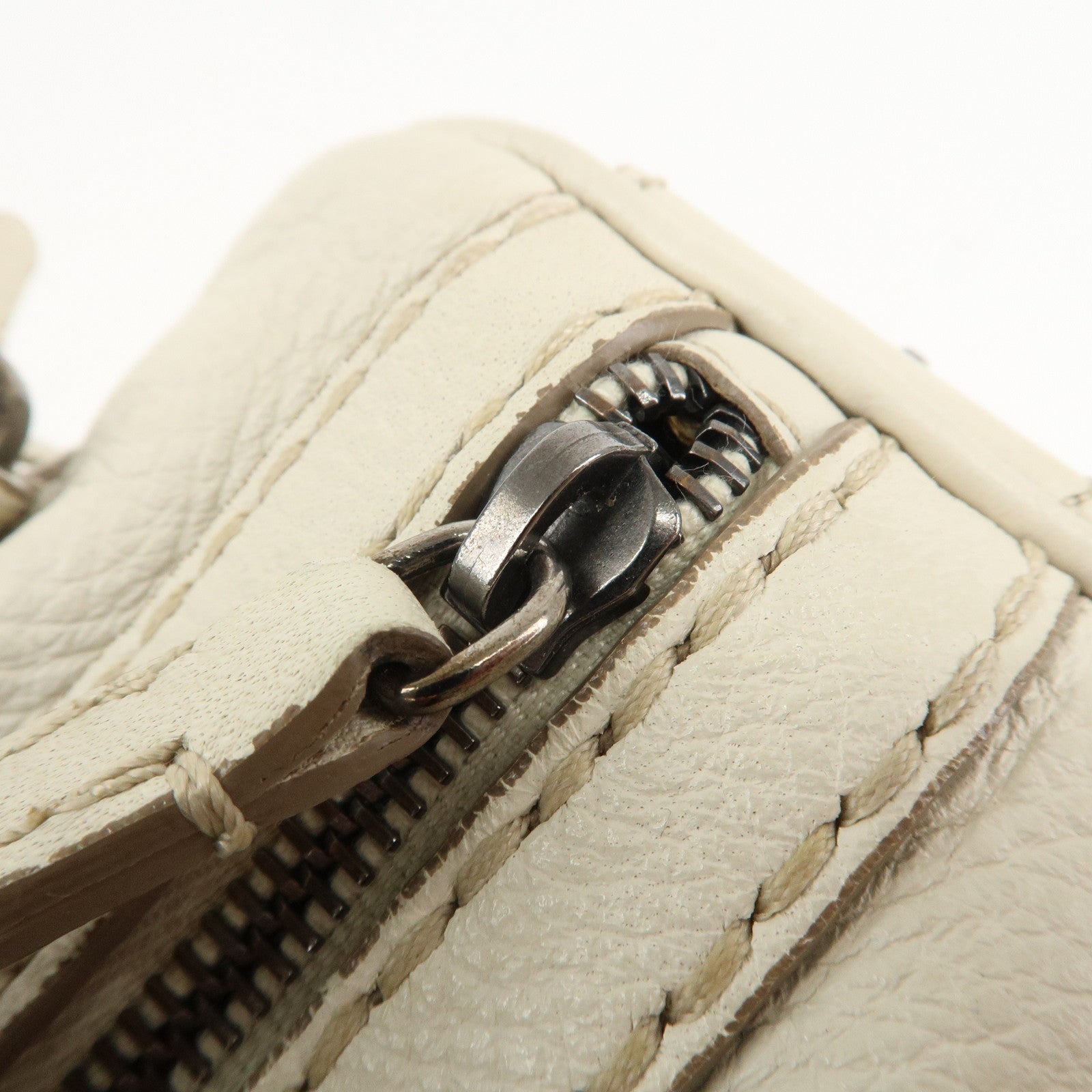 TOD'S Leather Shoulder Bag Hand Bag White Used