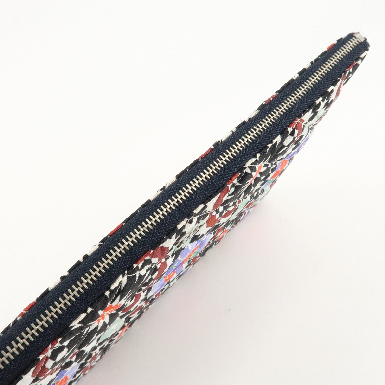 CHANEL COCO Mark Canvas Quilting Flower Print Clutch Bag A82074 Used