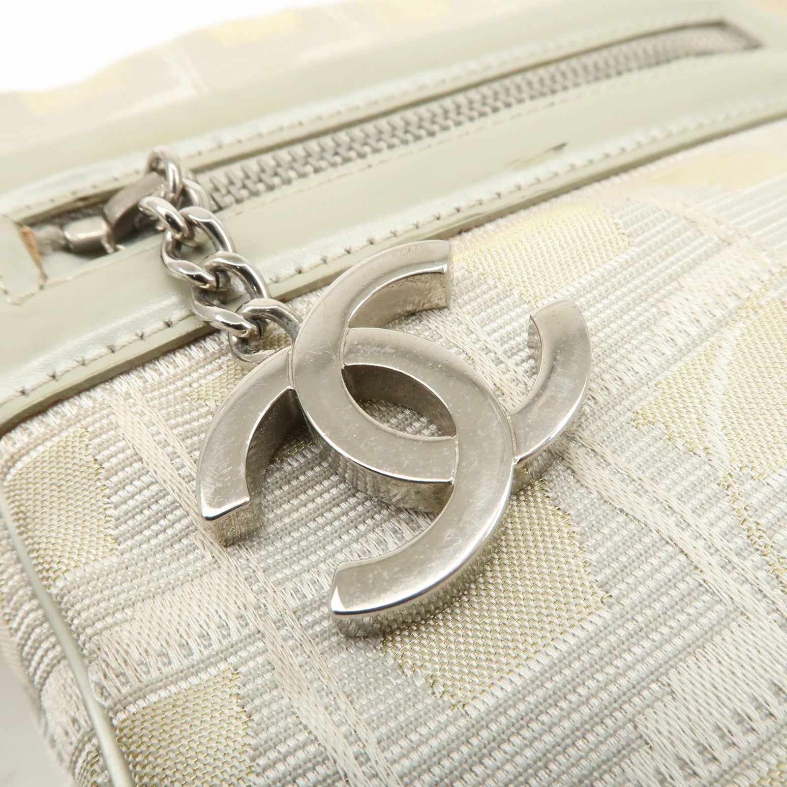 CHANEL New Travel Line Nylon Jacquard Leather Shoulder Bag Used