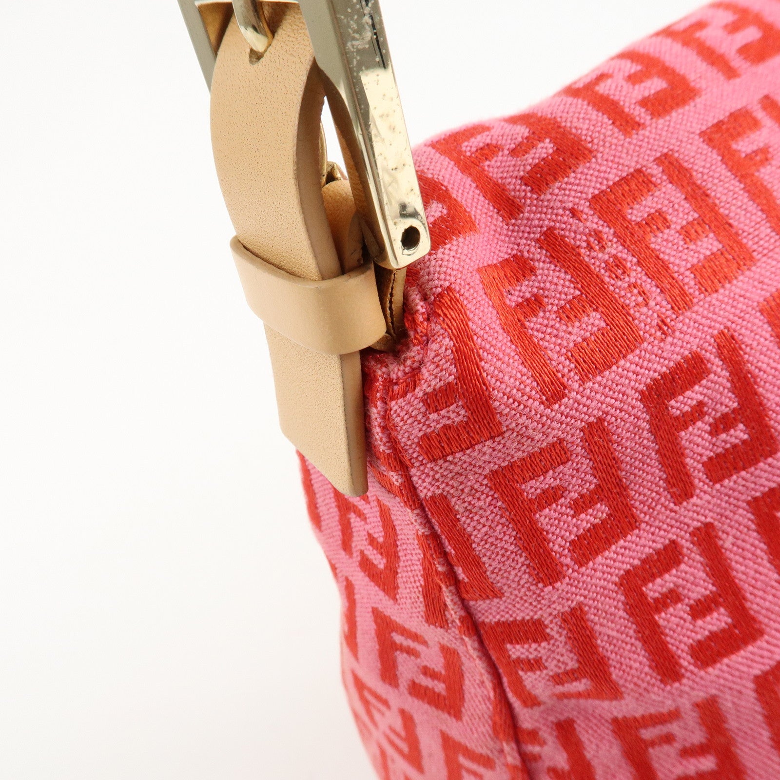 FENDI Mamma Baguette Zucchino Canvas Leather Shoulder Bag 8BR001 Used