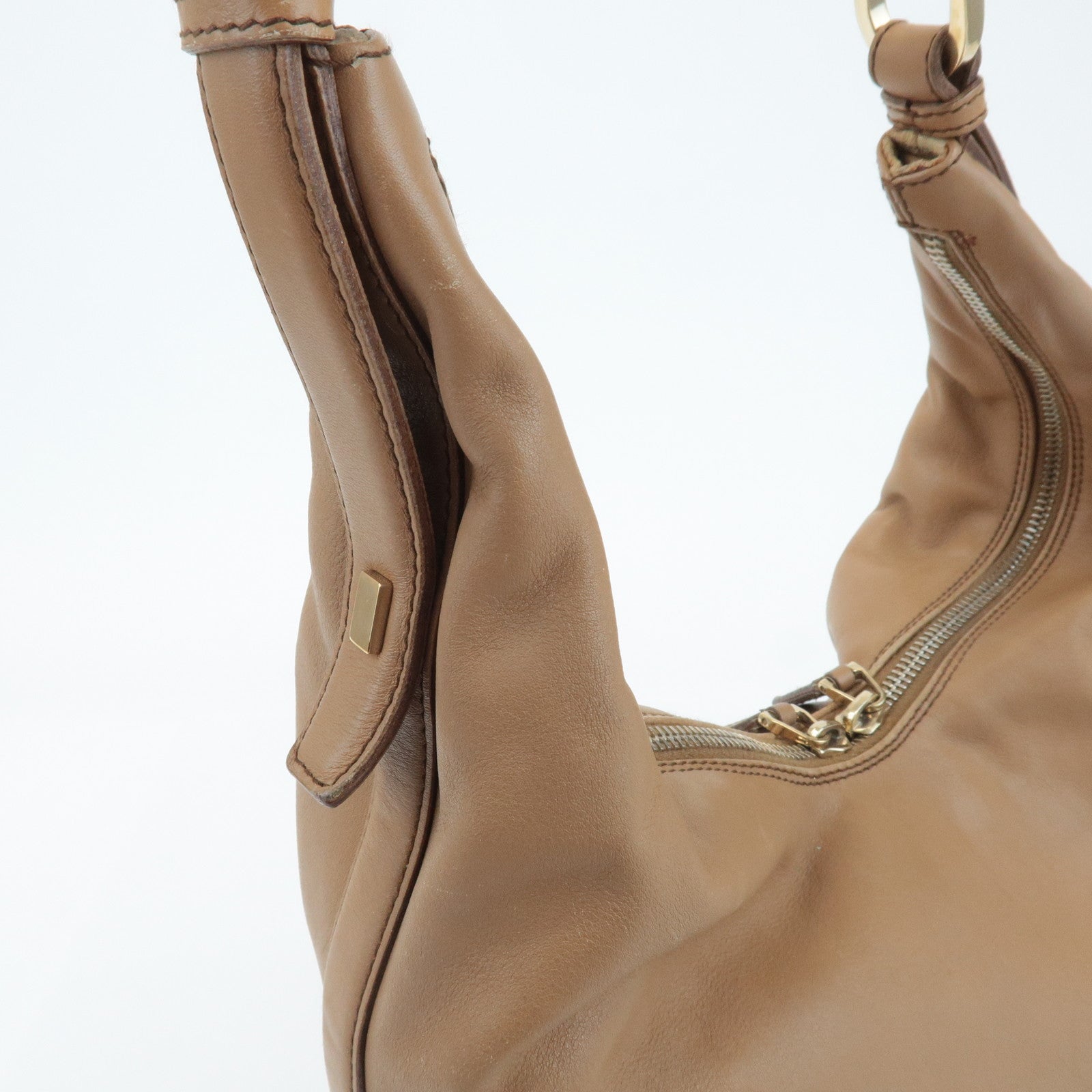 GUCCI Leather One Shoulder Bag Beige 001.4288 Used