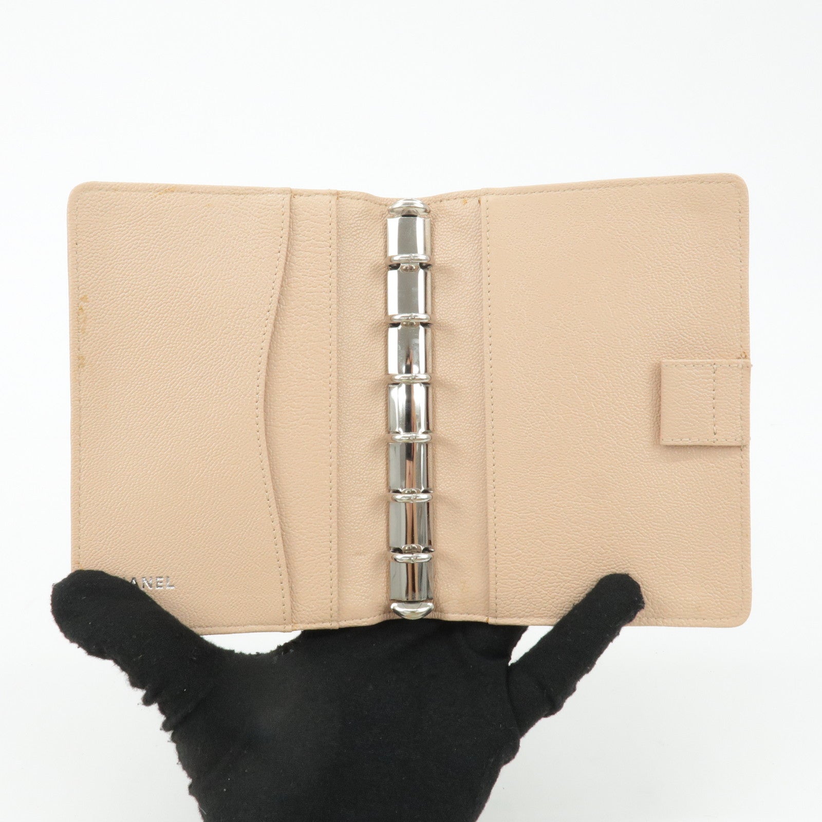 CHANEL COCO Mark Bicolore Leather Agenda Cover Black Pink Used