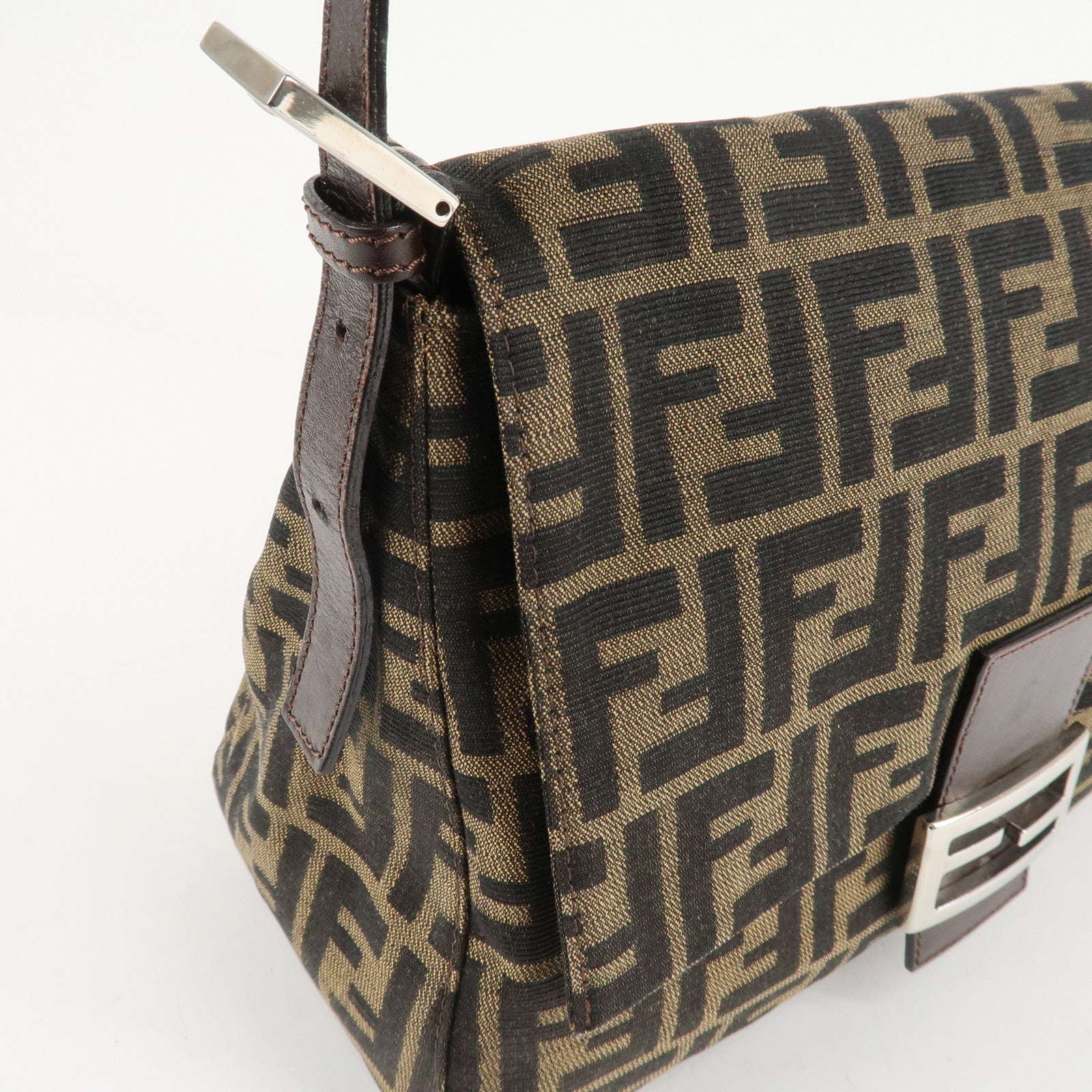 FENDI Zucca Mamma Baguette Vinyl Leather Shoulder Bag 26325 Used