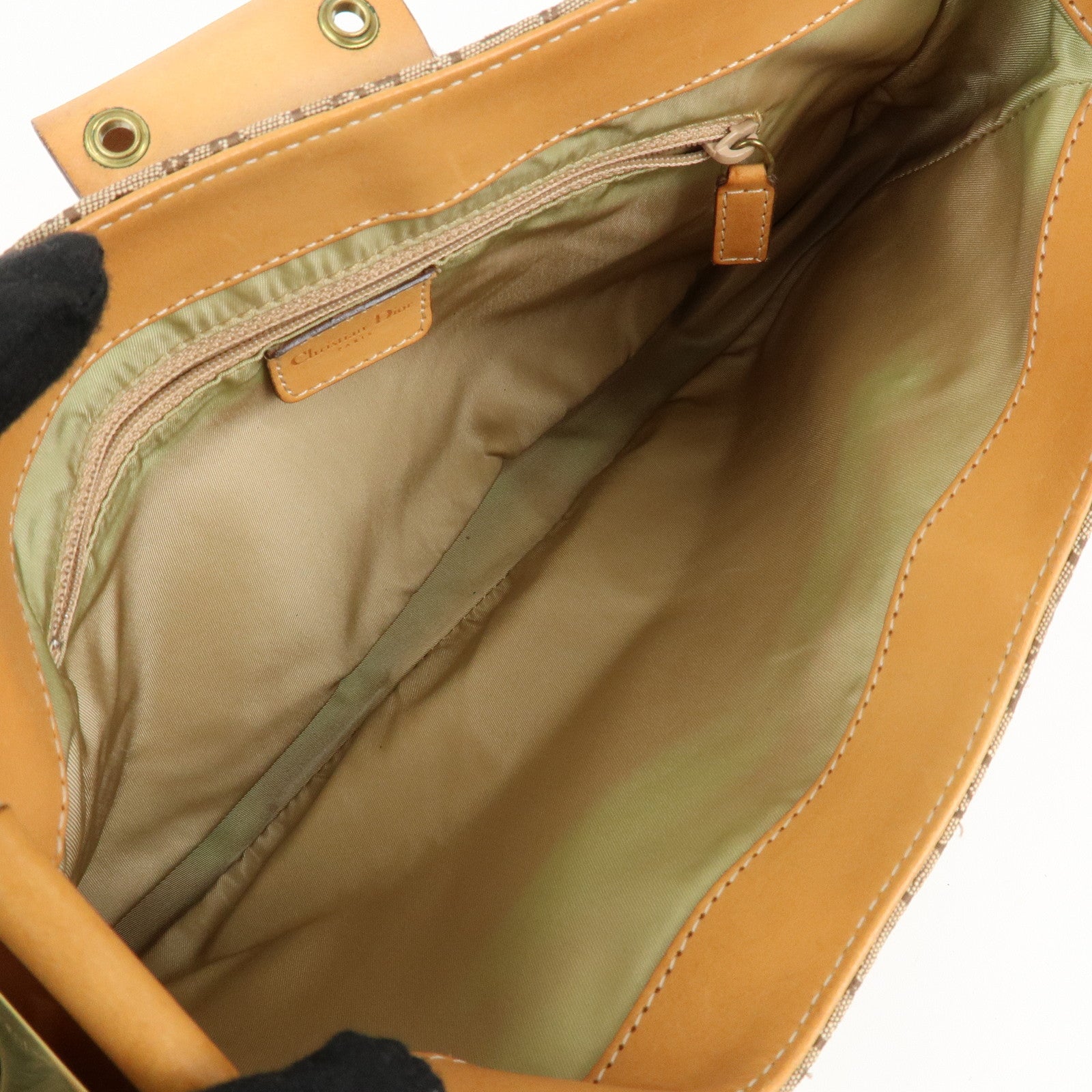 Christian Dior Trotter Canvas Leather Shoulder Bag & Pouch Used