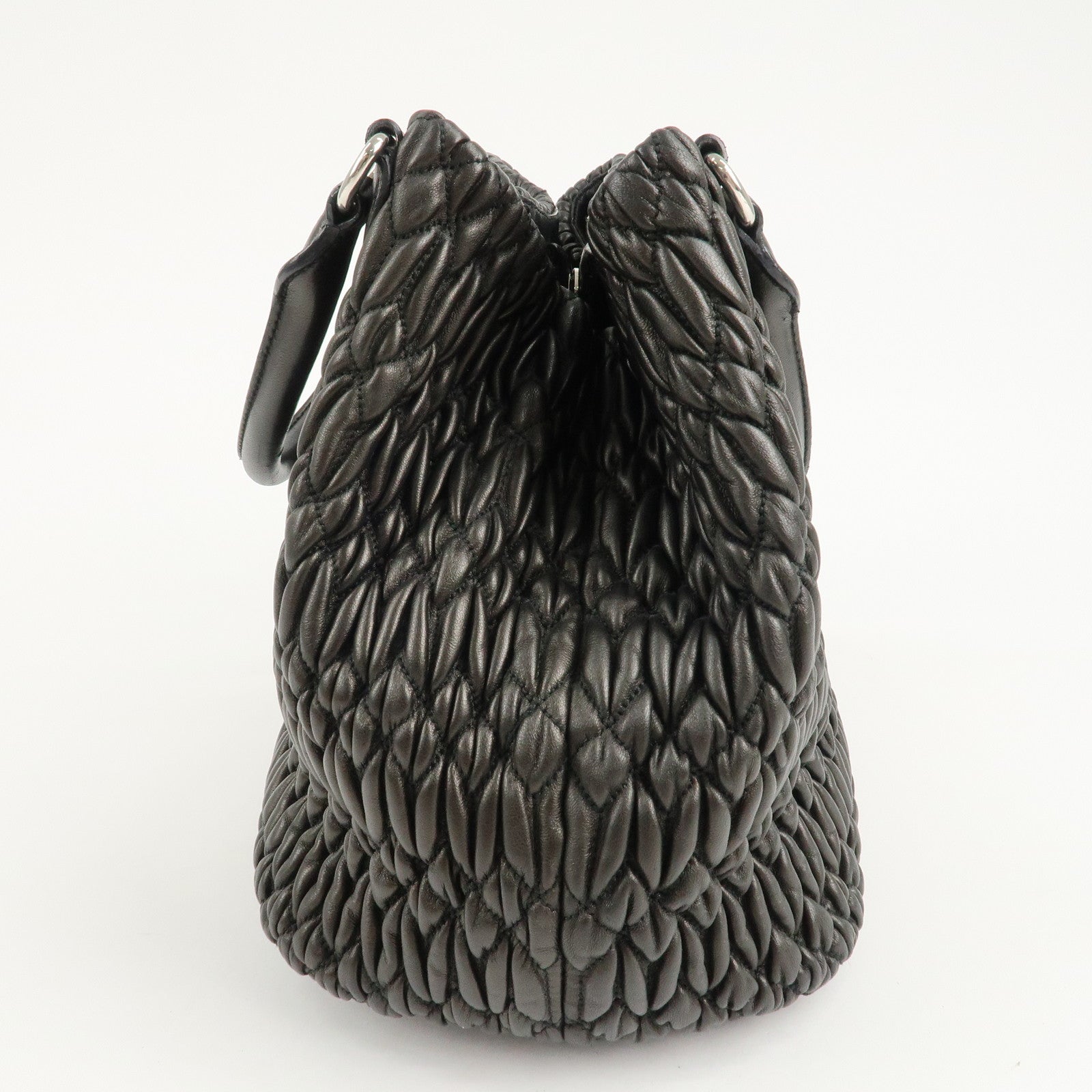 MIU MIU Matelasse Leather 2WAY Bag Hand Bag Black RN0896 Used