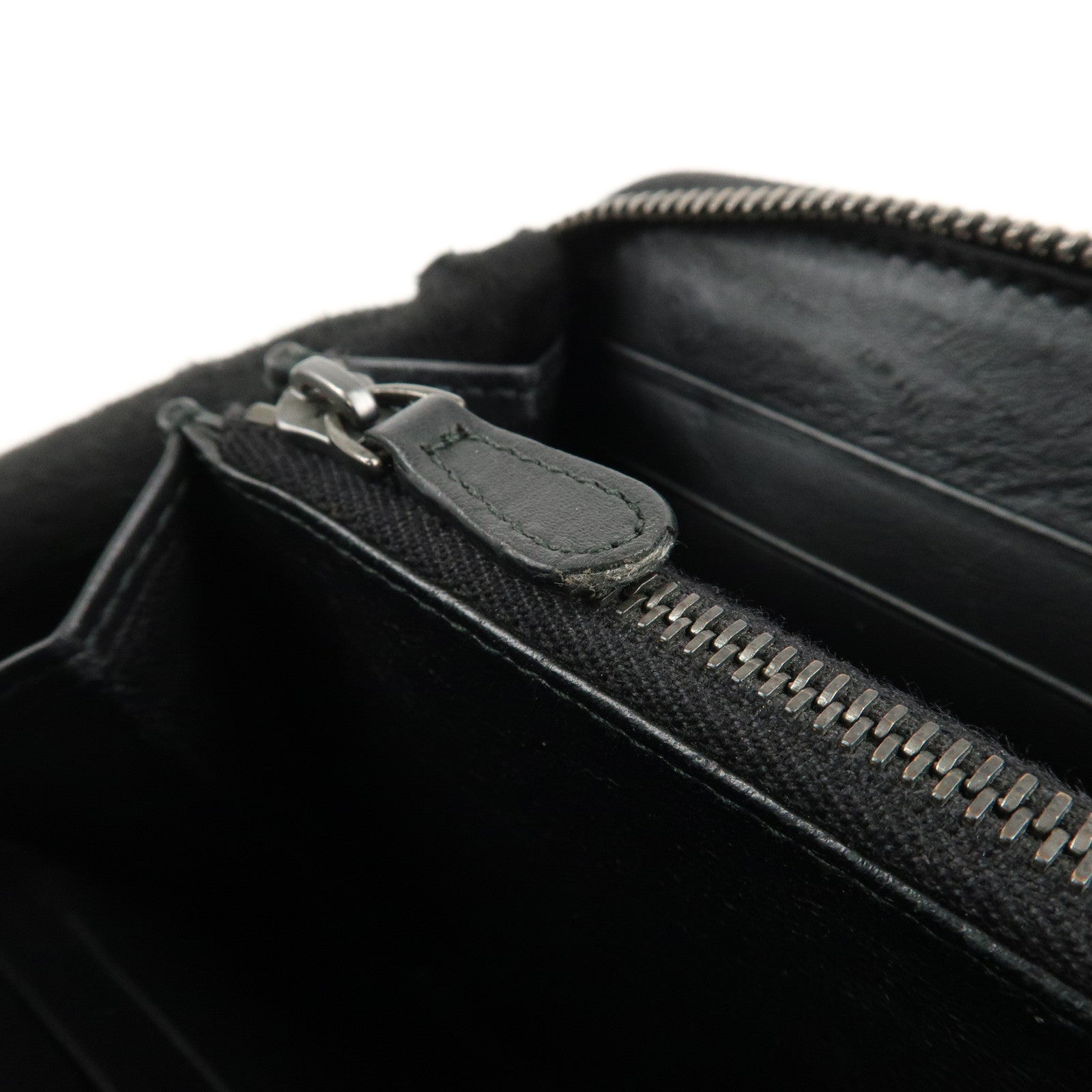 BOTTEGA VENETA Intrecciato Leather Zippy Around Long Wallet Black Used