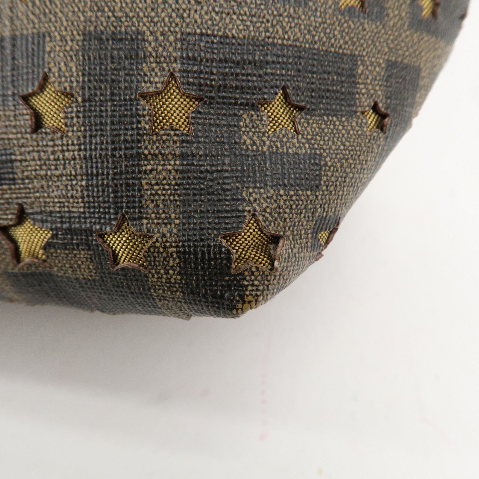 FENDI Zucca PVC Nylon Tote Bag Star Punching Brown Black 8BH223 Used
