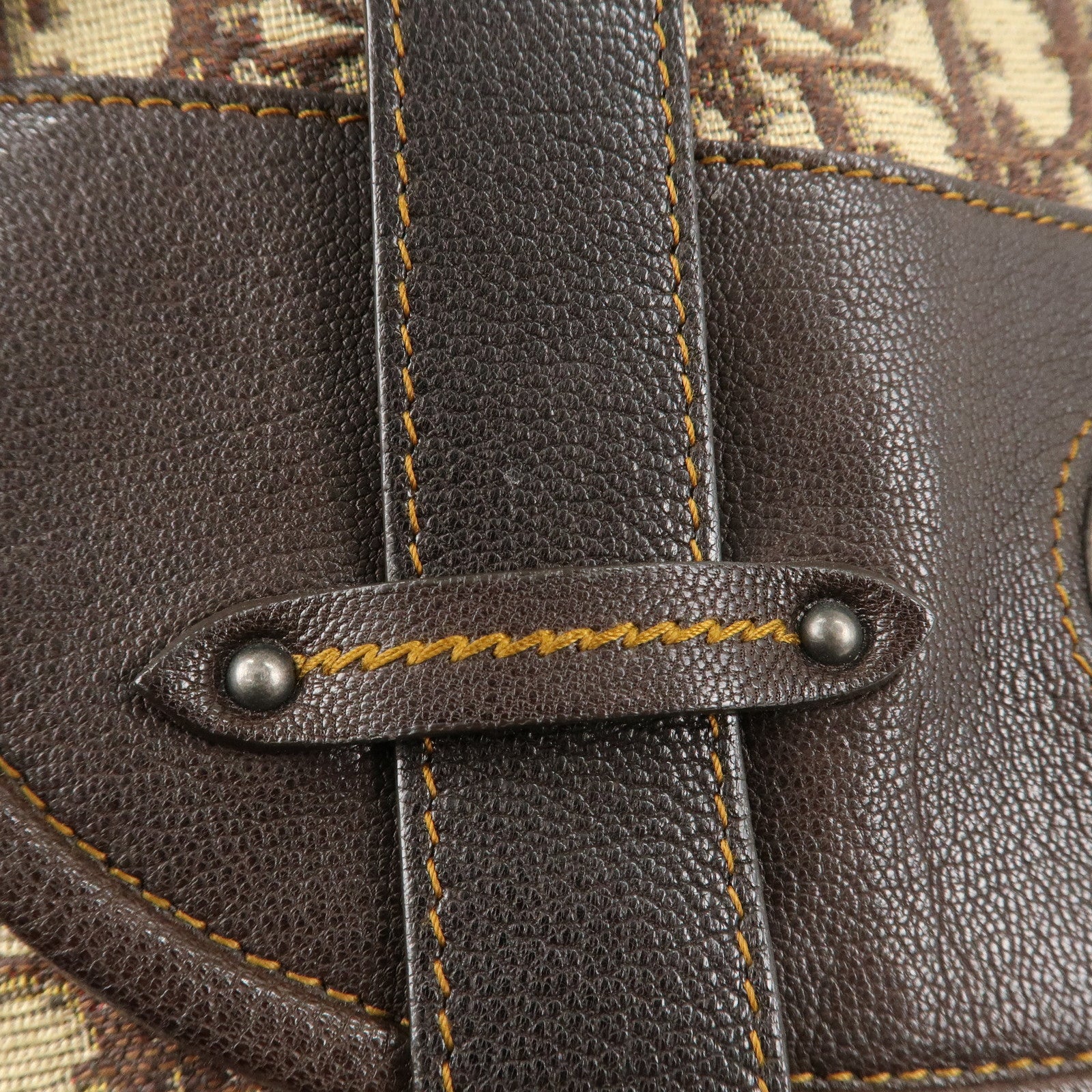 Christian Dior Trotter Canvas Leather Shoulder Bag Brown Used