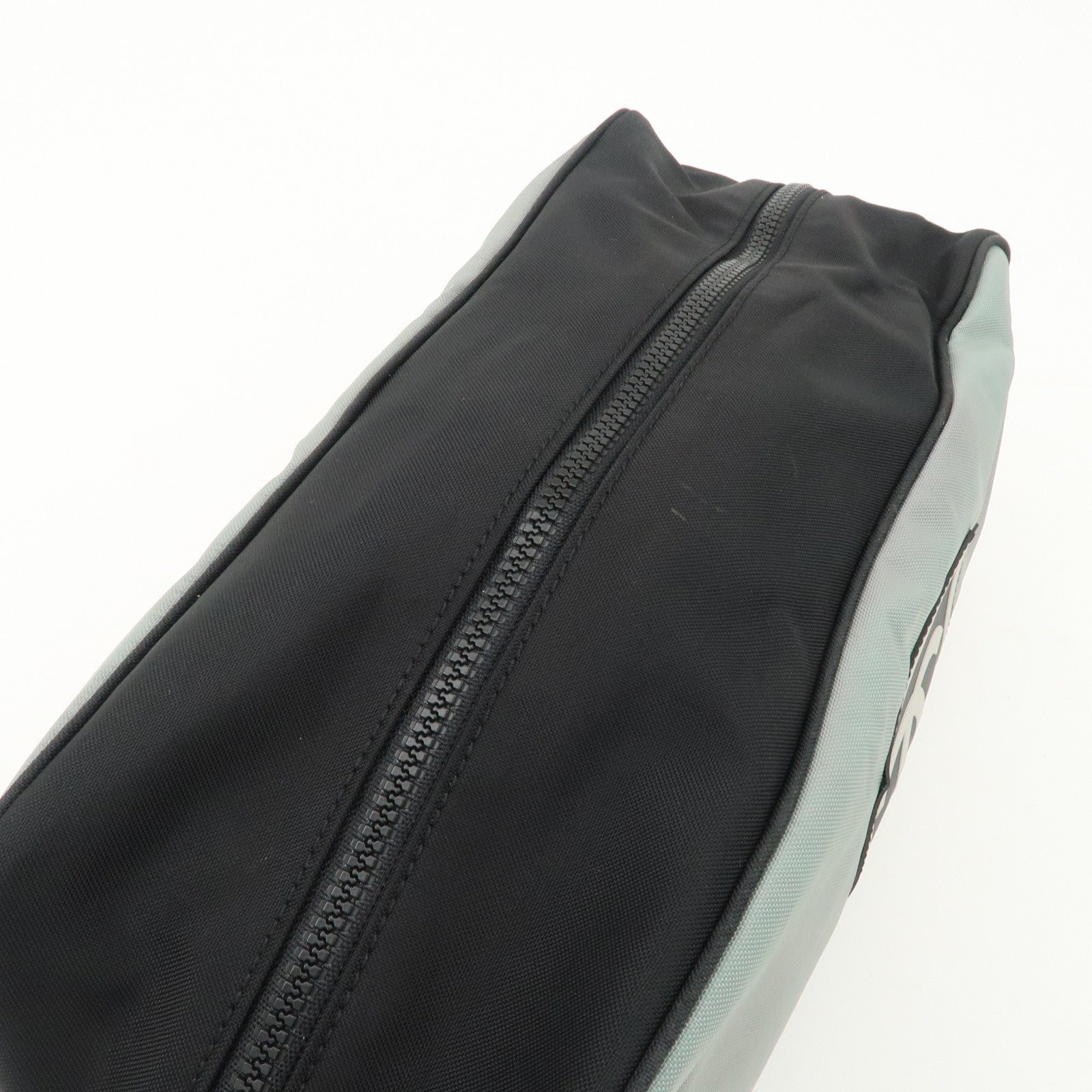 CHANEL Sportsline Nylon Canvas Shoes Bag Hand Bag Black Gray Used