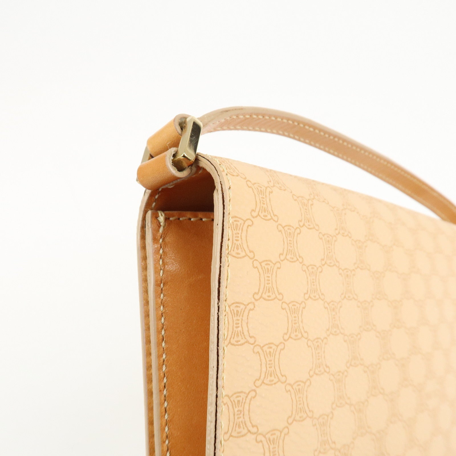 CELINE Macadam PVC Leather Shoulder Bag Hand Bag Beige Used