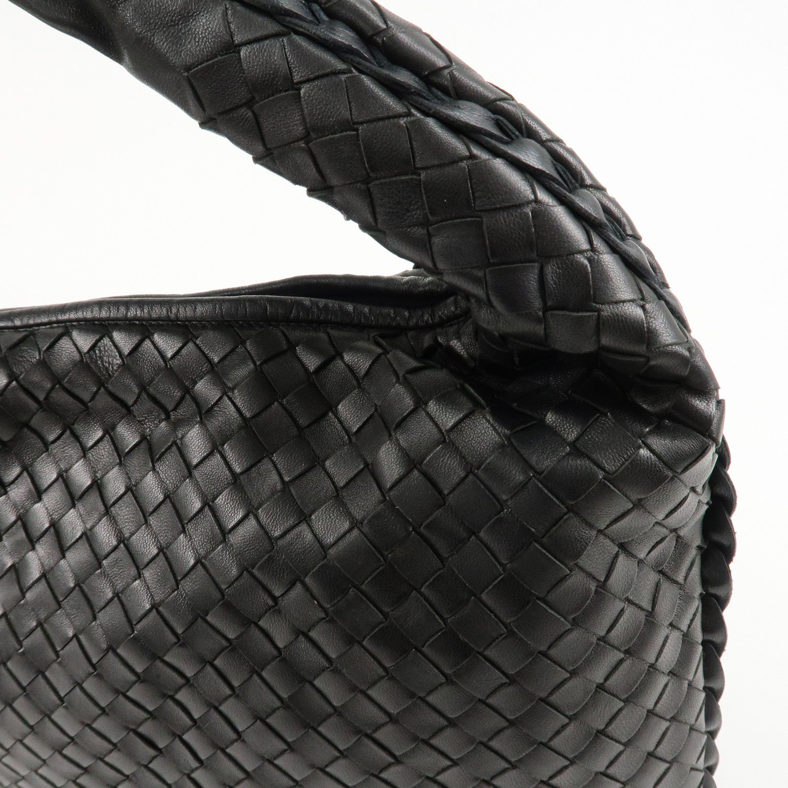 BOTTEGA VENETA Hobo Intrecciato Leather Shoulder Bag Black 115653 Used