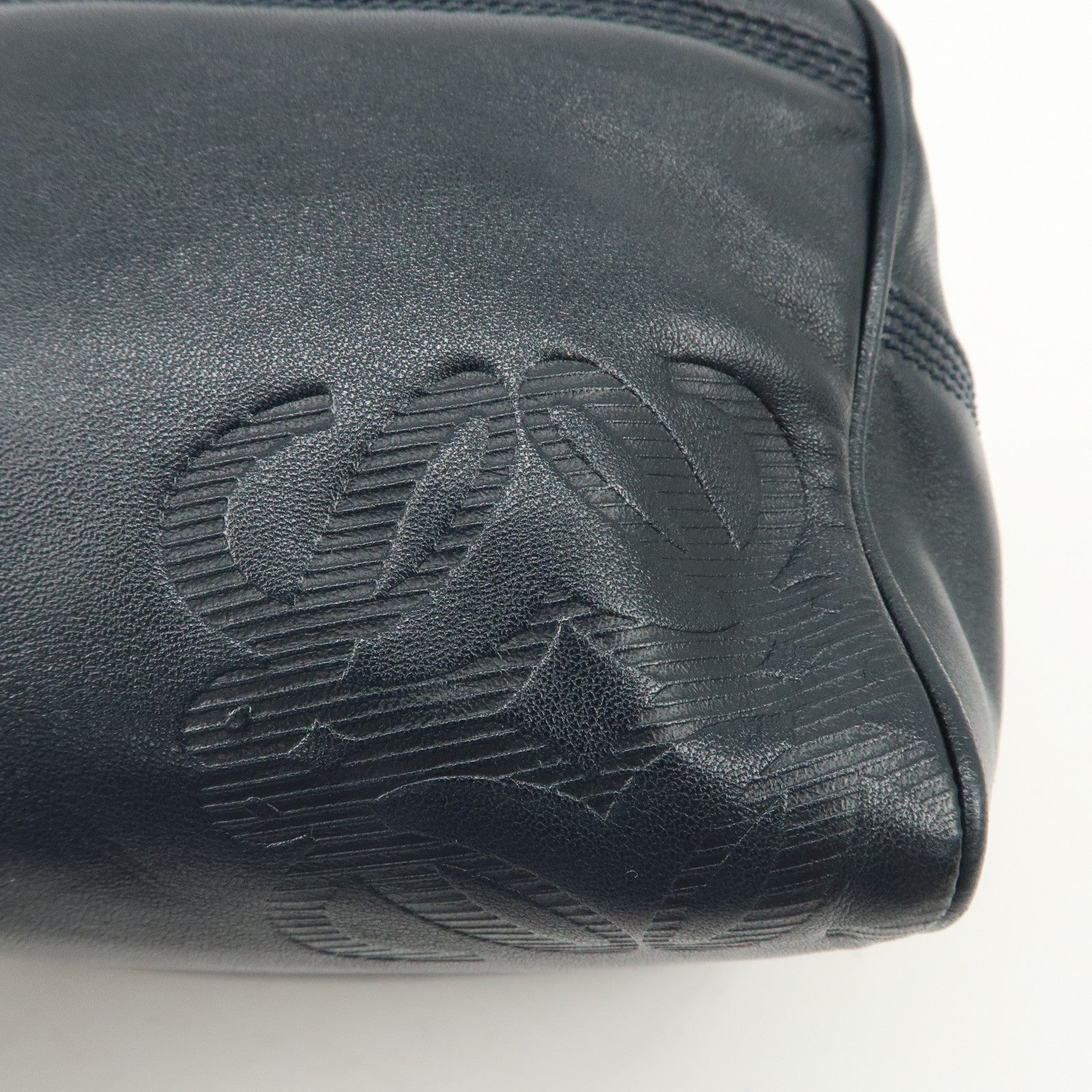 LOEWE Anagram Leather Mini Hand Bag Navy Used