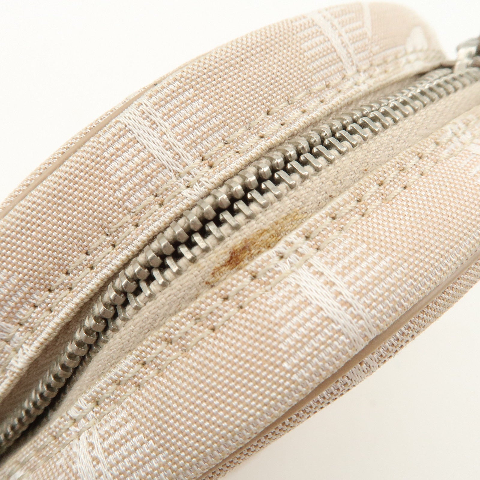 CHANEL New Travel Line Nylon Jacquard Leather Round Pouch T9951S Used