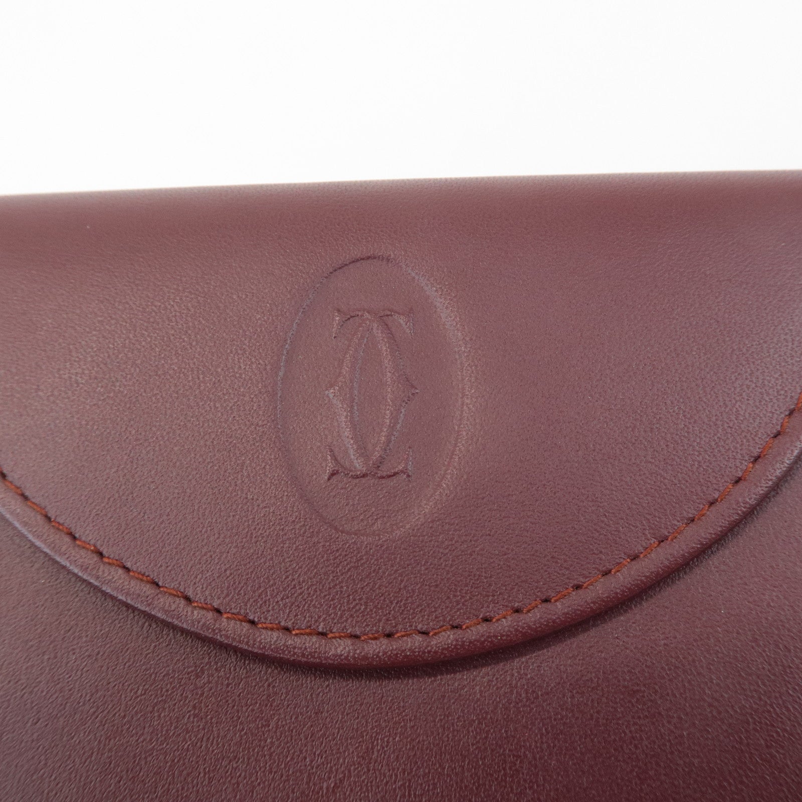 Cartier Mastline Leather Coin Case Coin Wallet Bordeaux Used