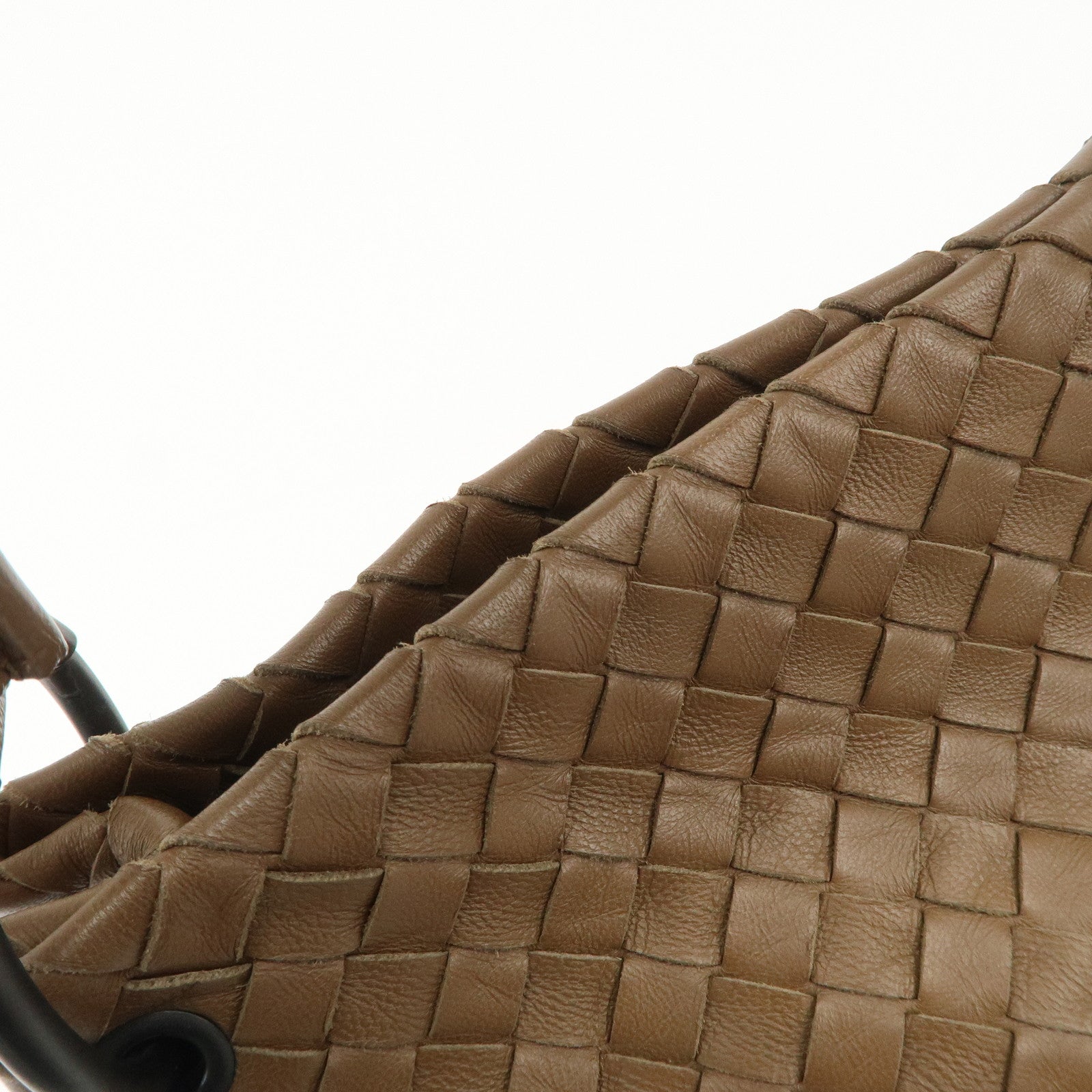 BOTTEGA VENETA Intrecciato Leather Shoulder Bag Brown Used