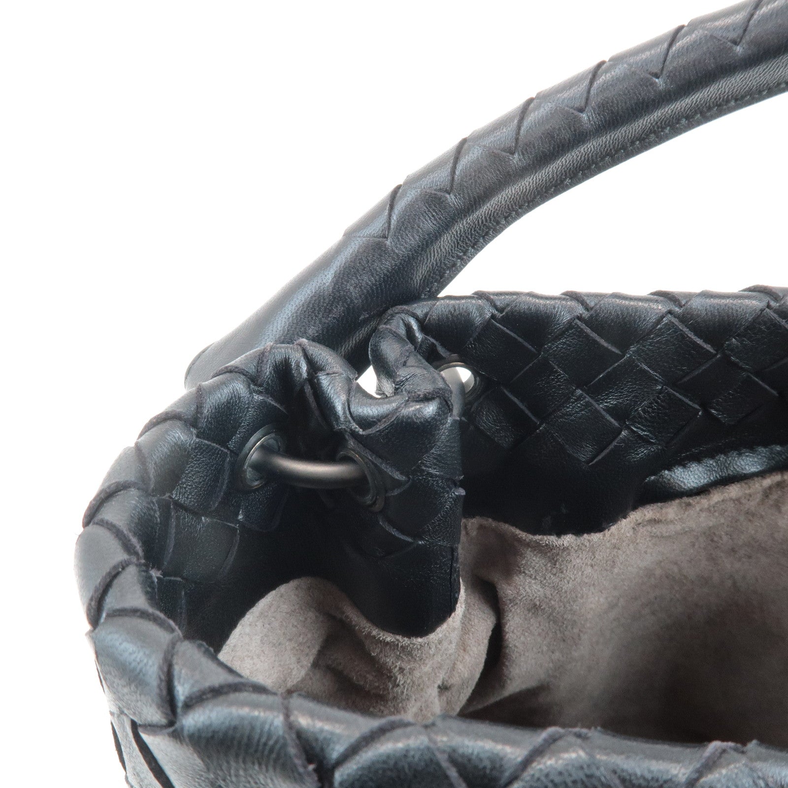 BOTTEGA VENETA Intrecciato Leather Shoulder Bag Black 255690 Used