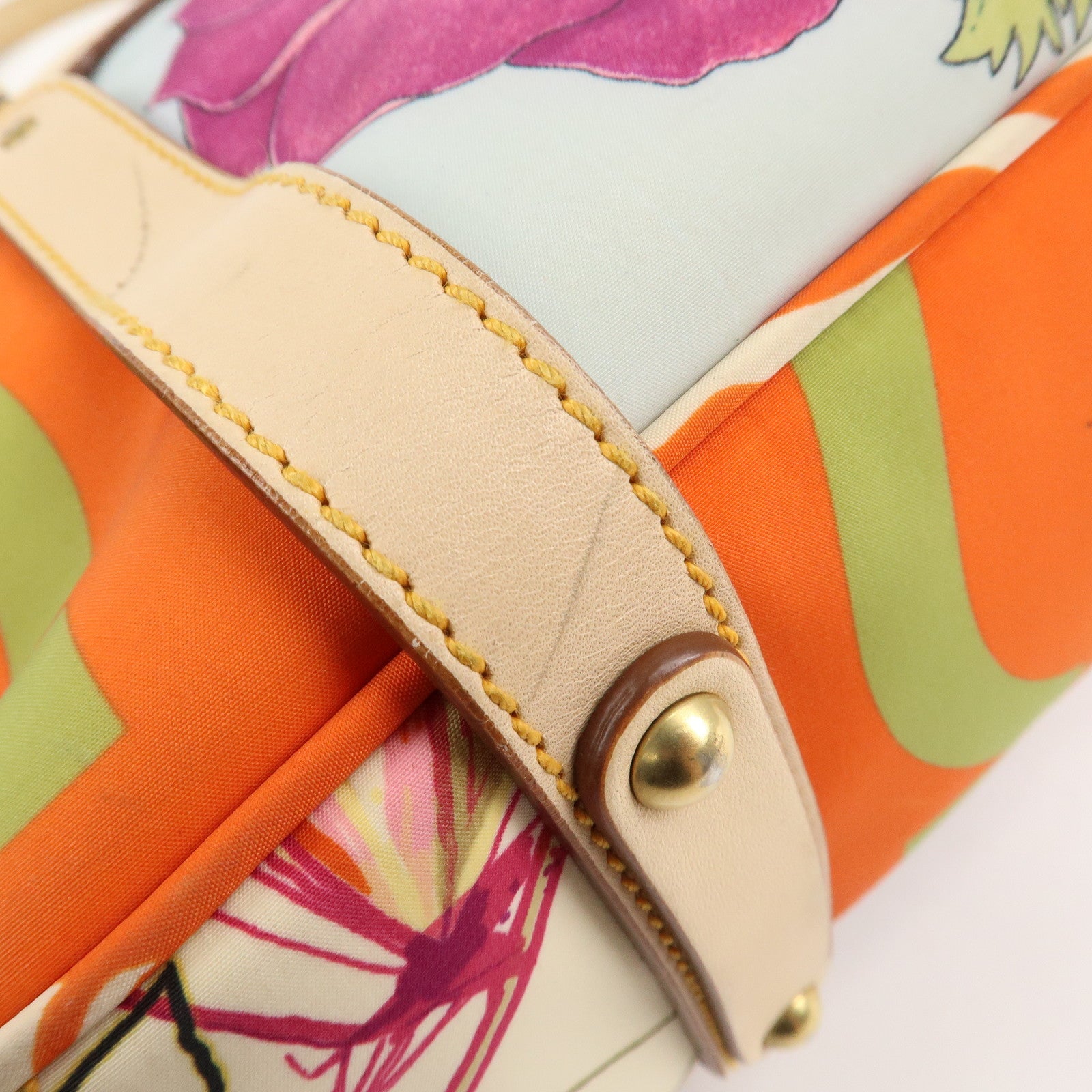 Ferragamo Nylon Leather Tote Bag Animal Multi Color AF-216407 Used