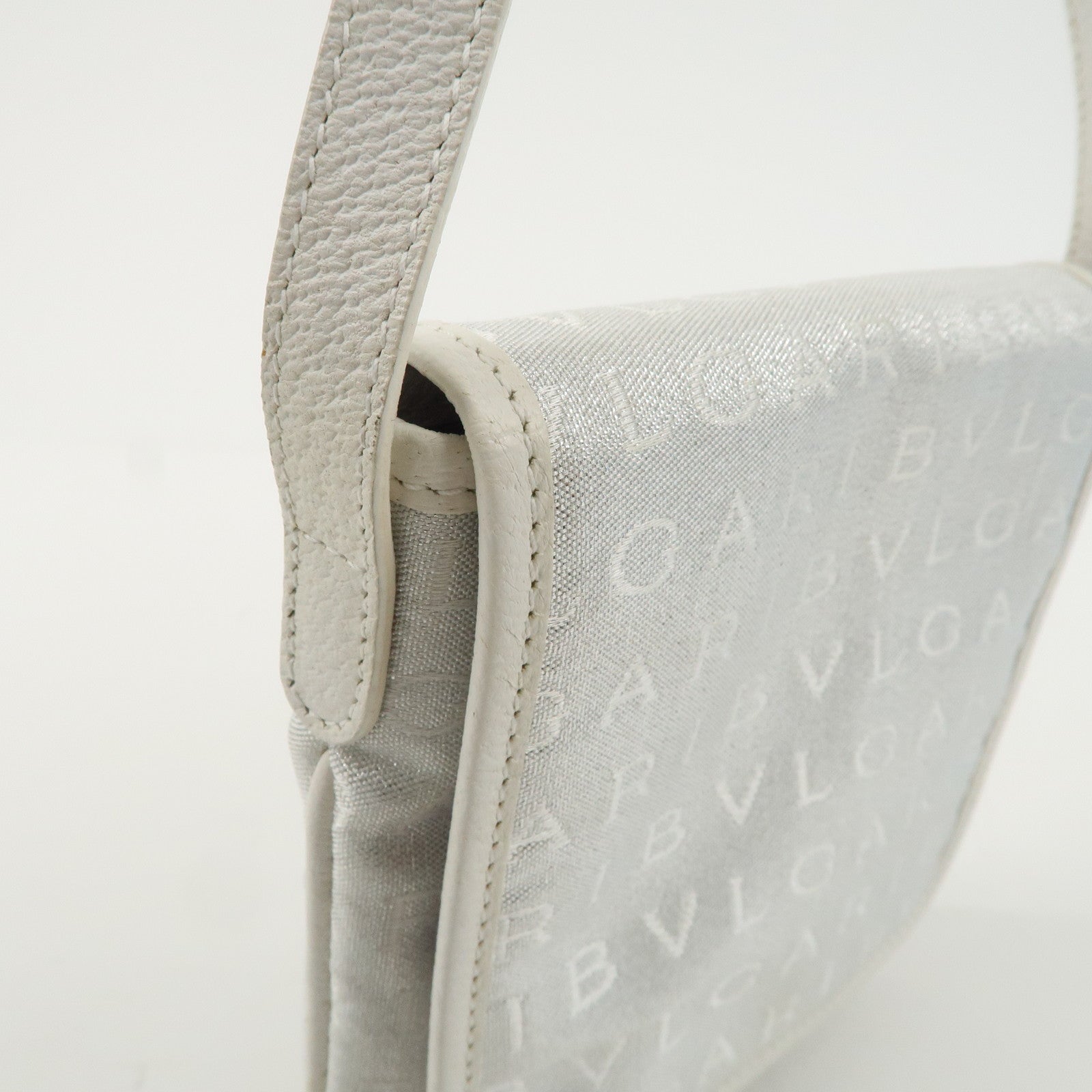 BVLGARI Logo Mania Mini Shoulder Bag Hand Bag Silver Used