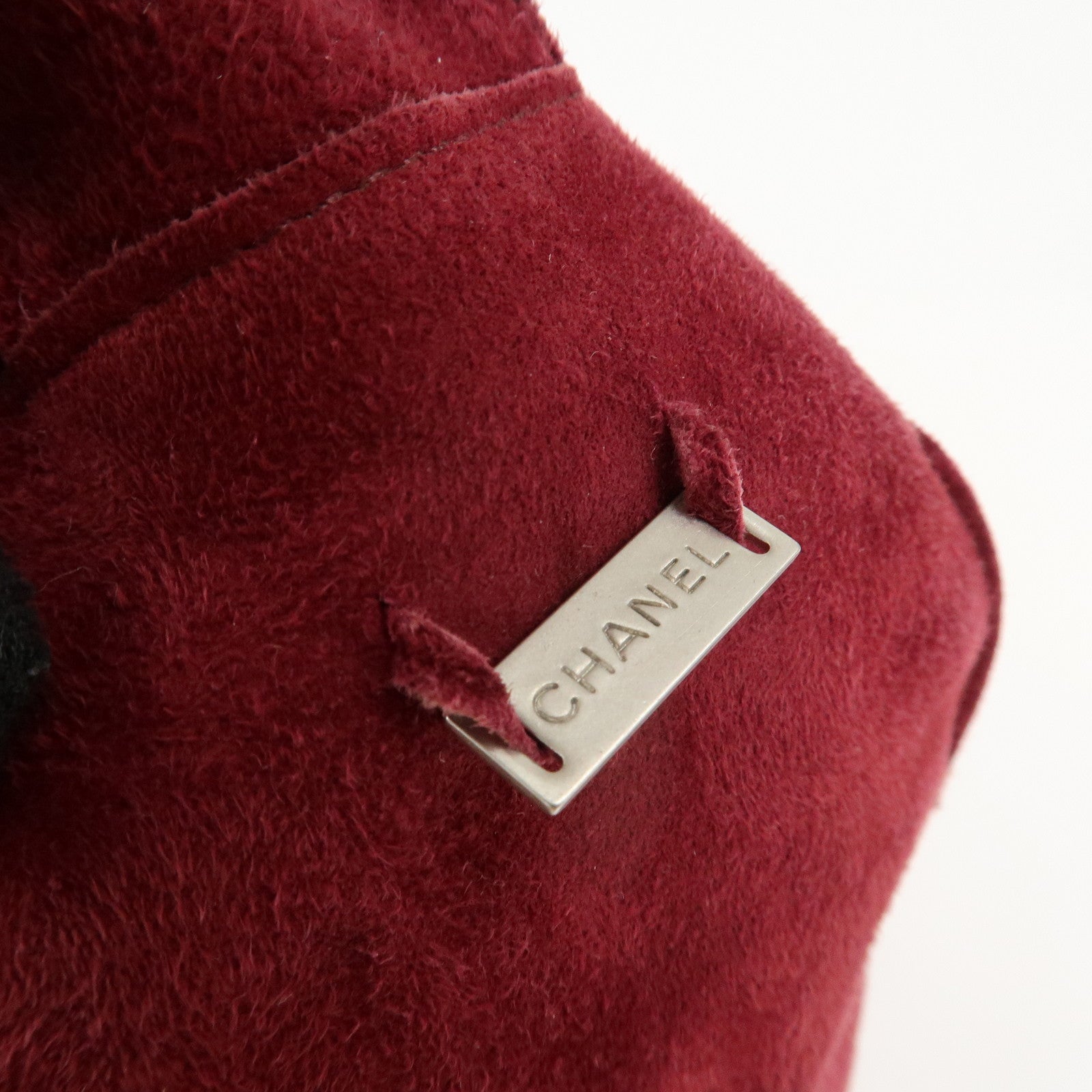 CHANEL Suede Patchwork Shoulder Bag Beige Brown Wine Red Used