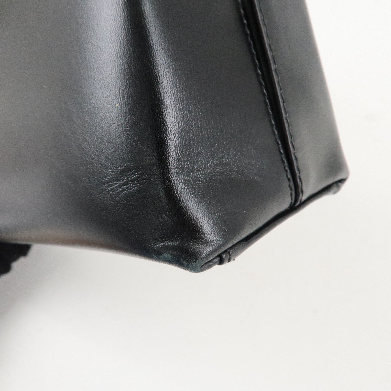 Ferragamo Leather Gancini 2Way Hand Shoulder Bag Black AT210536 Used